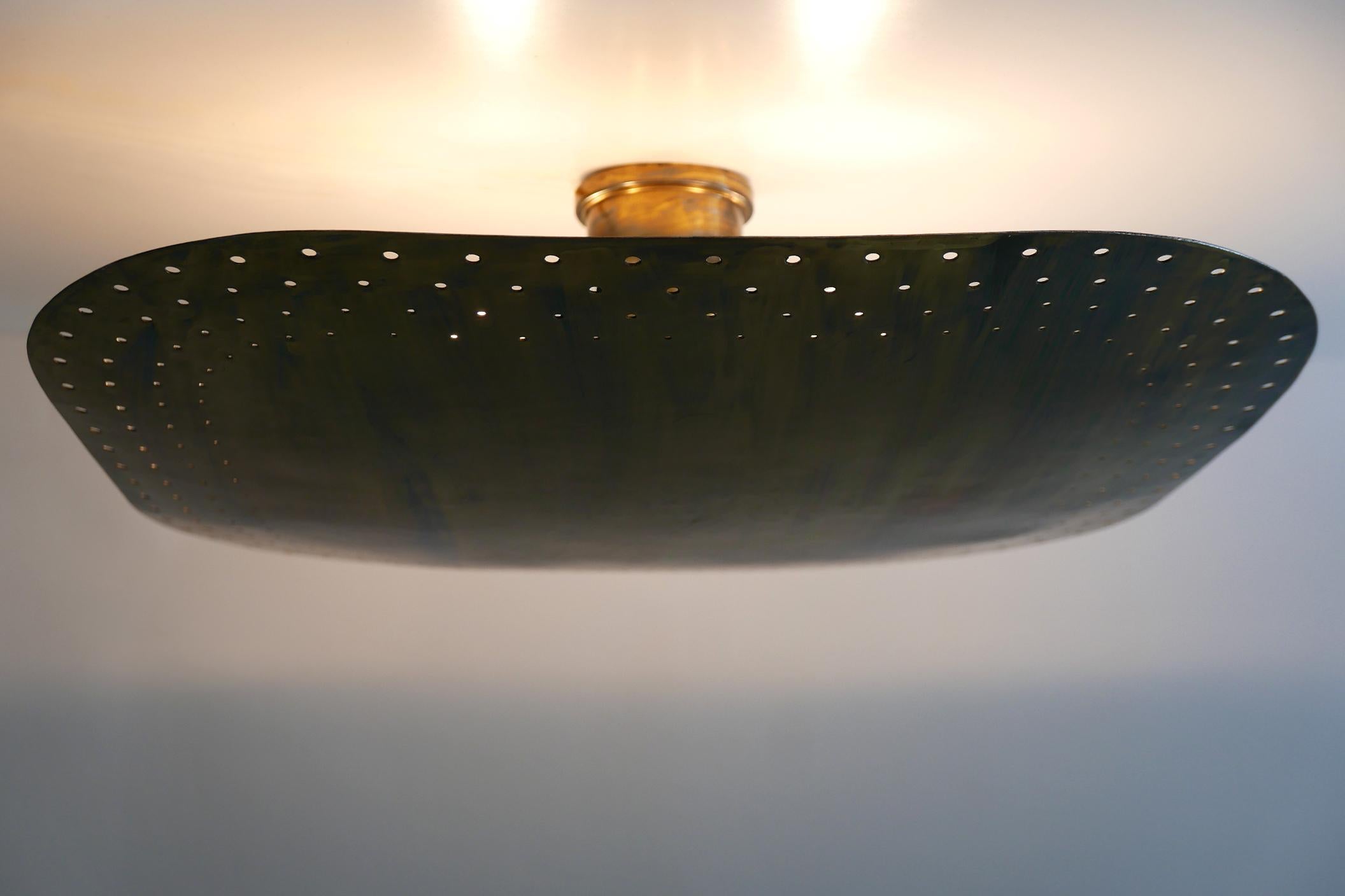 Large Mid-Century Modern Perforated Brass Chandelier Pendant Lamp 1950s Germany 6