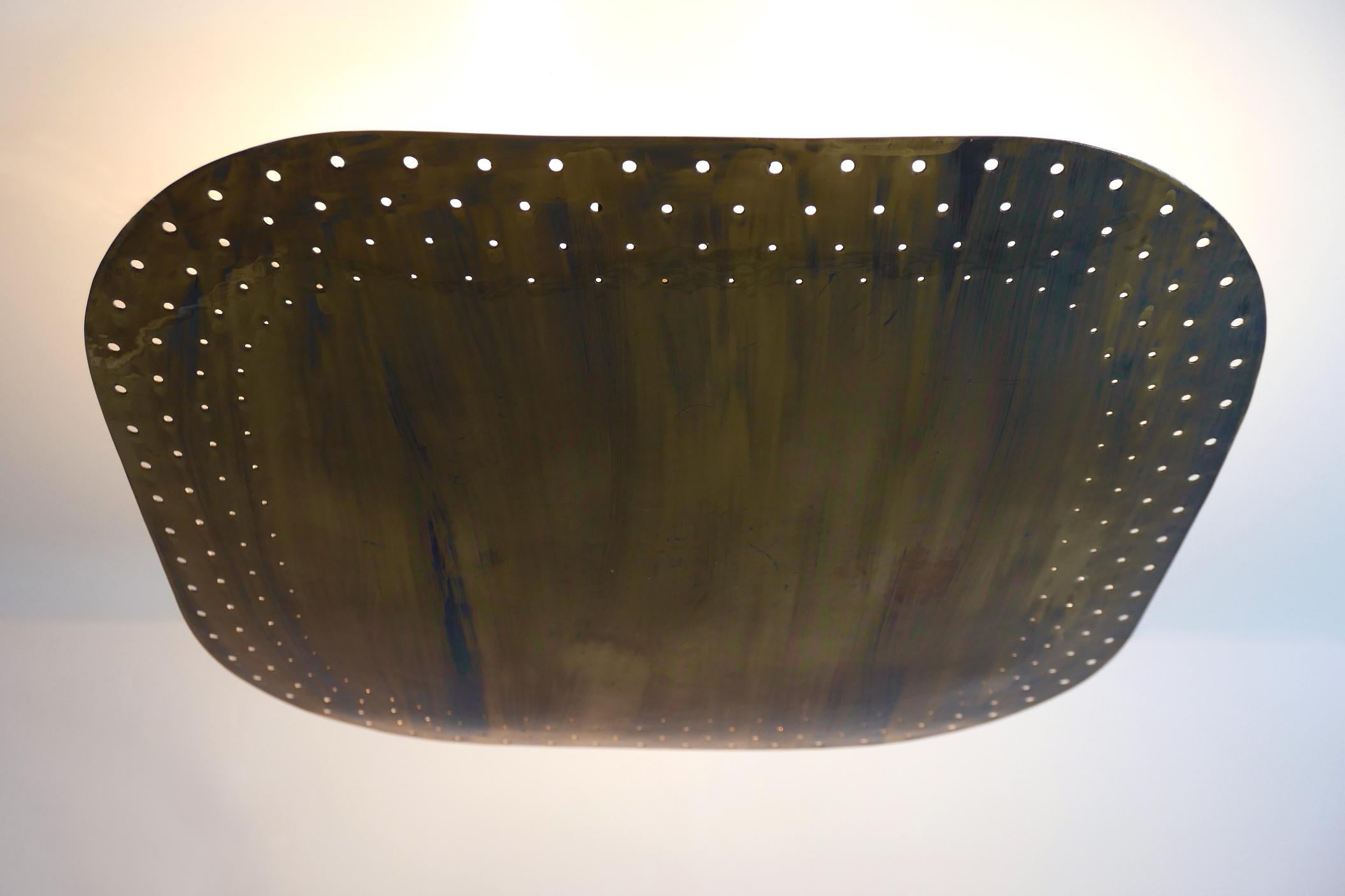 Large Mid-Century Modern Perforated Brass Chandelier Pendant Lamp 1950s Germany 11