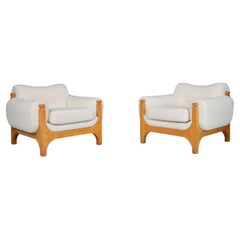 Large Mid-Century Modern Pine and Teddy Lounge Chairs, Italy, 1960s