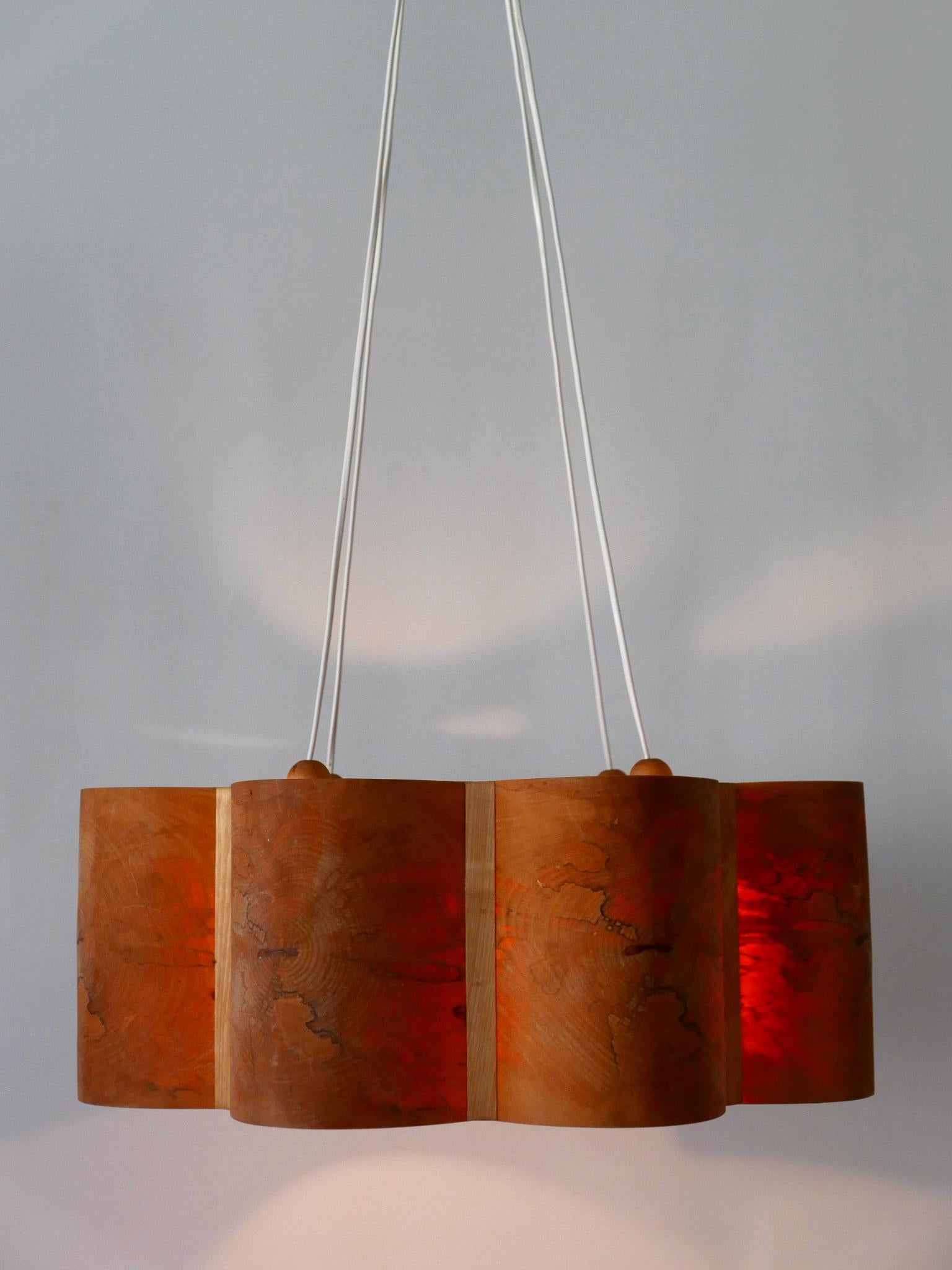Large Mid Century Modern Pine Wood Pendant Lamp or Chandelier Sweden 1960s 4