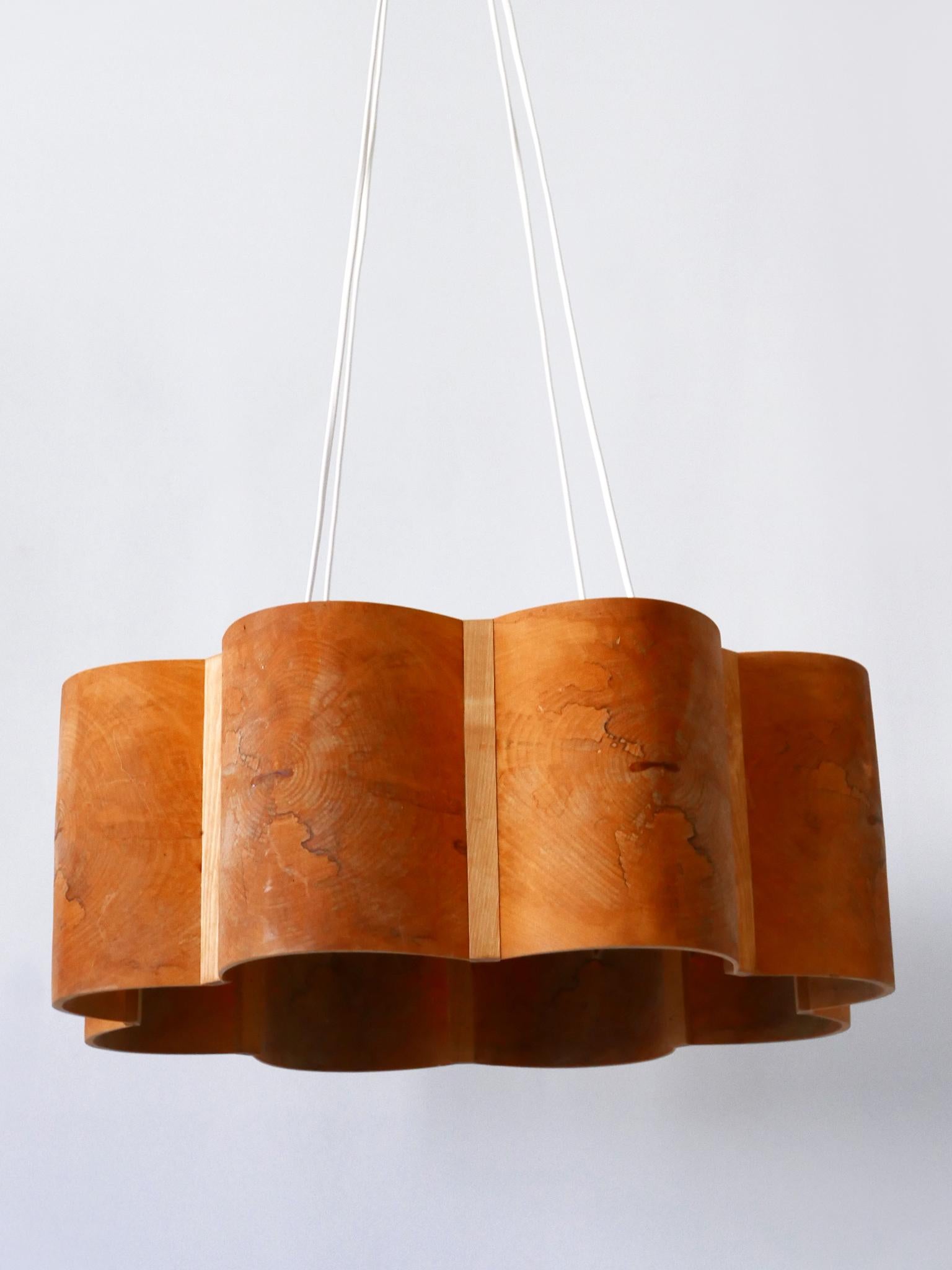 Mid-Century Modern Large Mid Century Modern Pine Wood Pendant Lamp or Chandelier Sweden 1960s