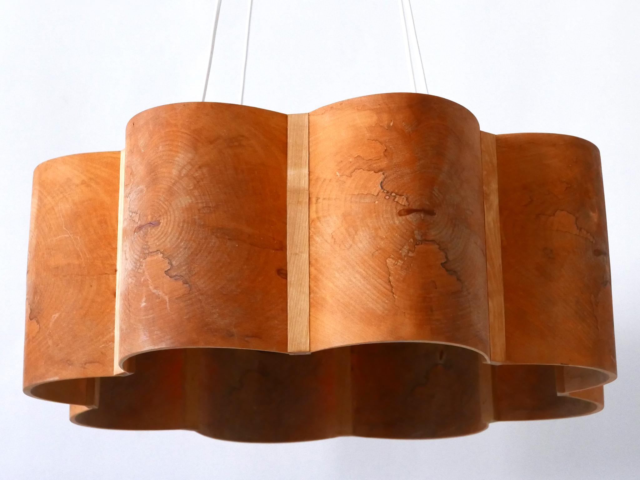 Large Mid Century Modern Pine Wood Pendant Lamp or Chandelier Sweden 1960s In Good Condition In Munich, DE