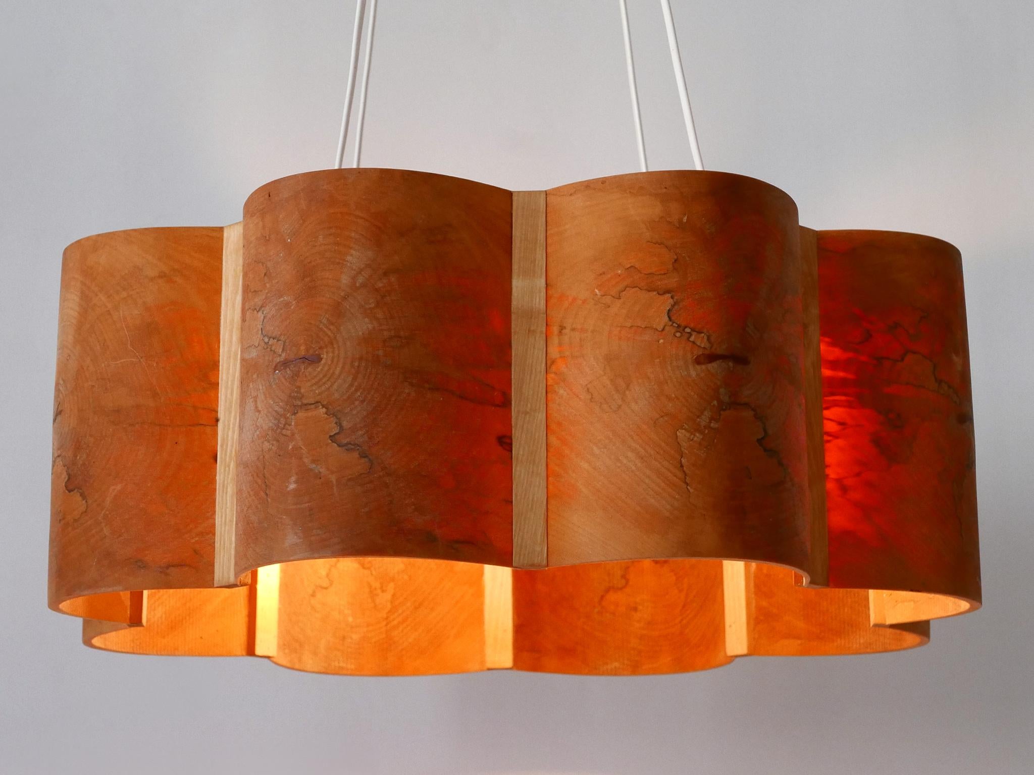 Mid-20th Century Large Mid Century Modern Pine Wood Pendant Lamp or Chandelier Sweden 1960s
