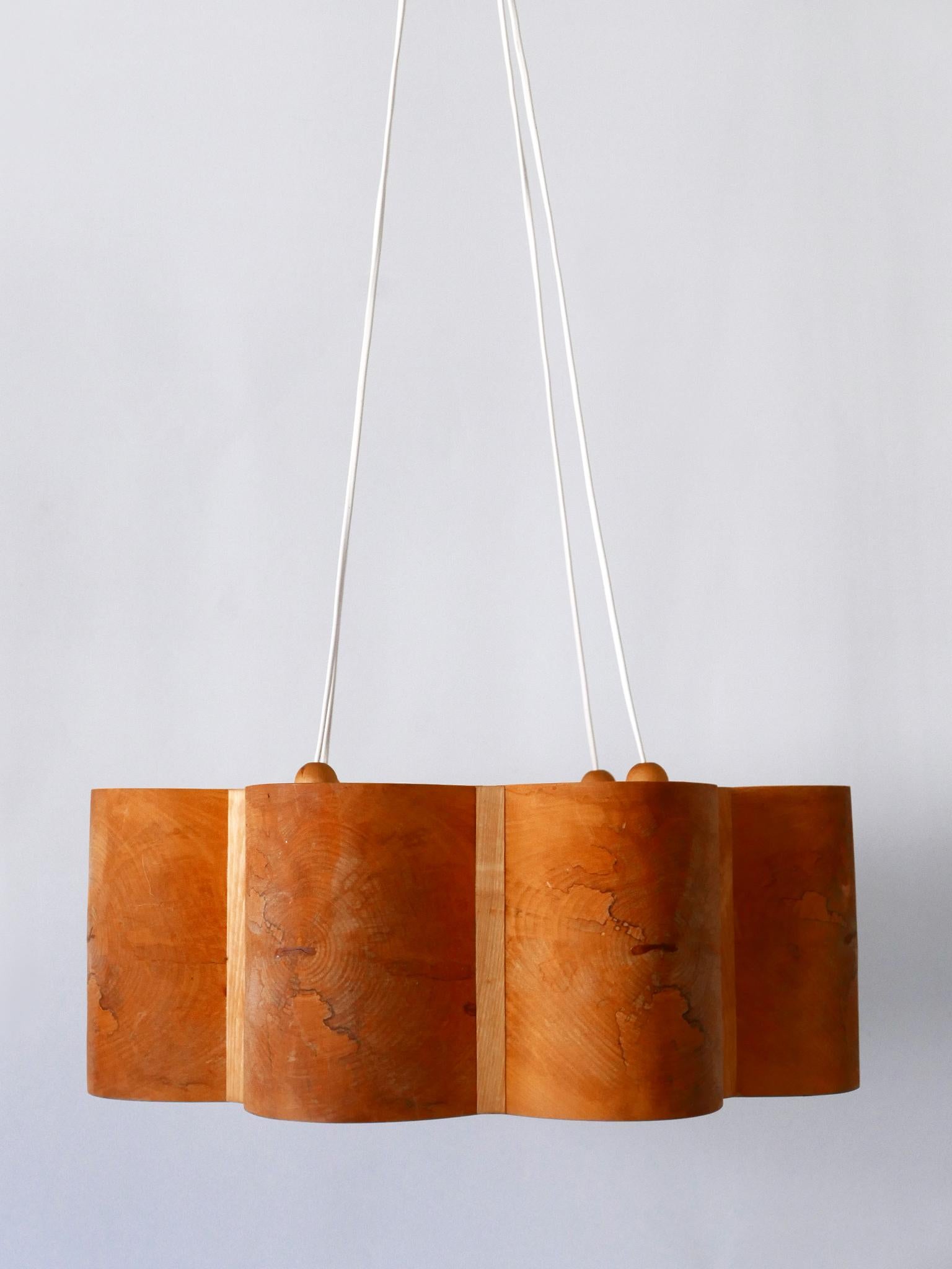Large Mid Century Modern Pine Wood Pendant Lamp or Chandelier Sweden 1960s 3