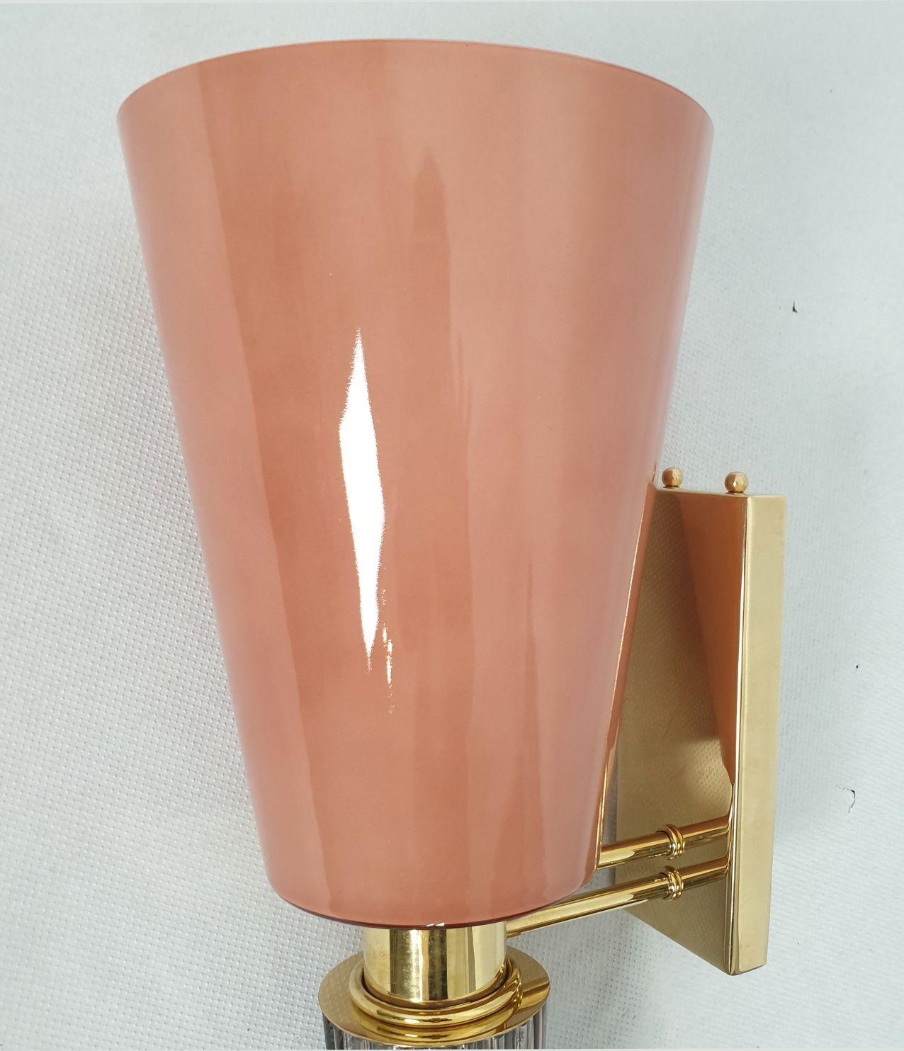 Pink Murano glass sconces Italy - a pair For Sale 1