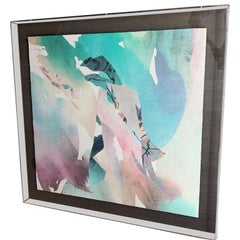 Lámina grande de mediados de siglo en marco de caja de sombra de lucite, "Patas cruzadas"