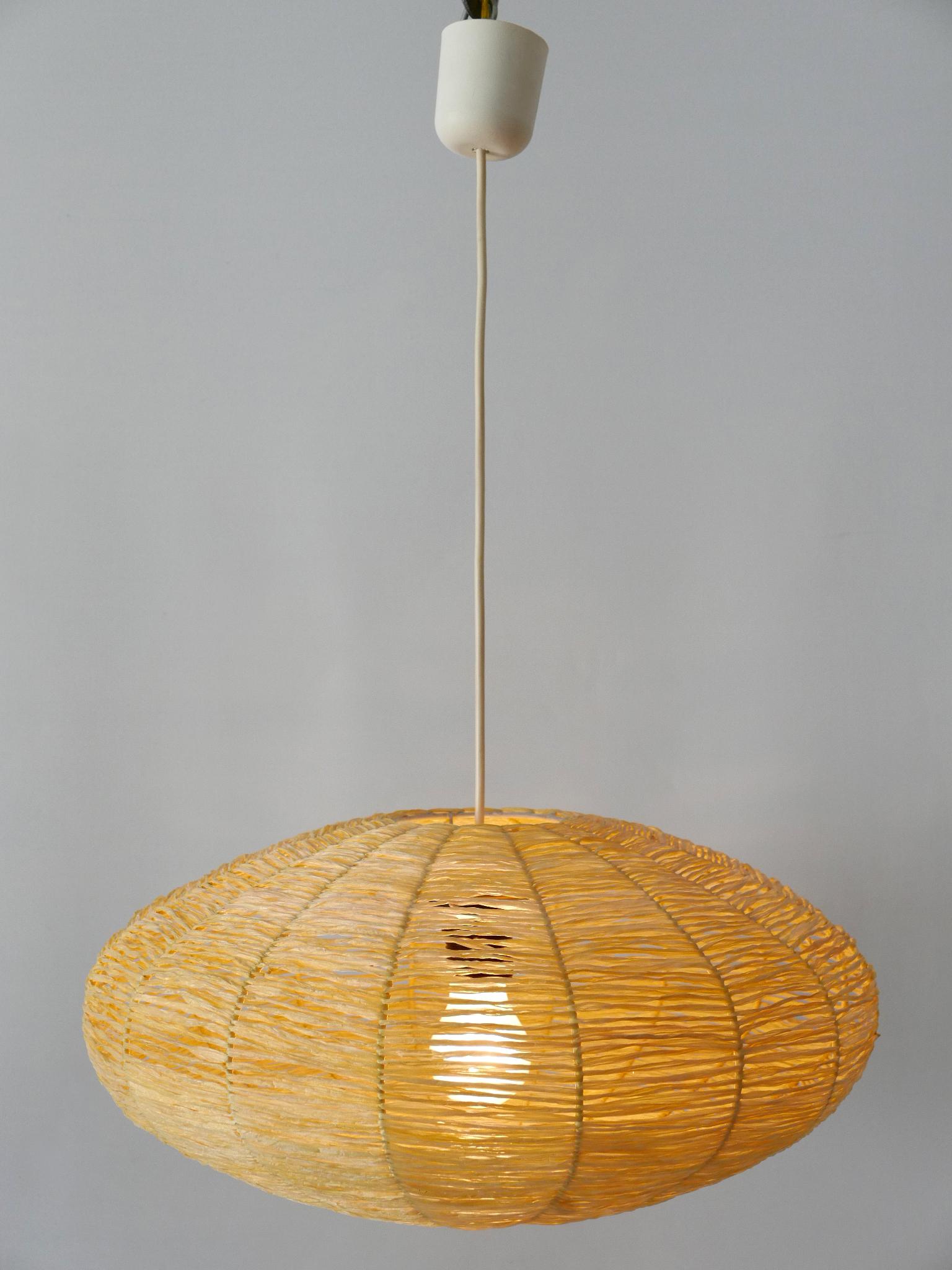 Large Mid-Century Modern Raffia Bast Pendant Lamp or Hanging Light Germany 1970s For Sale 6