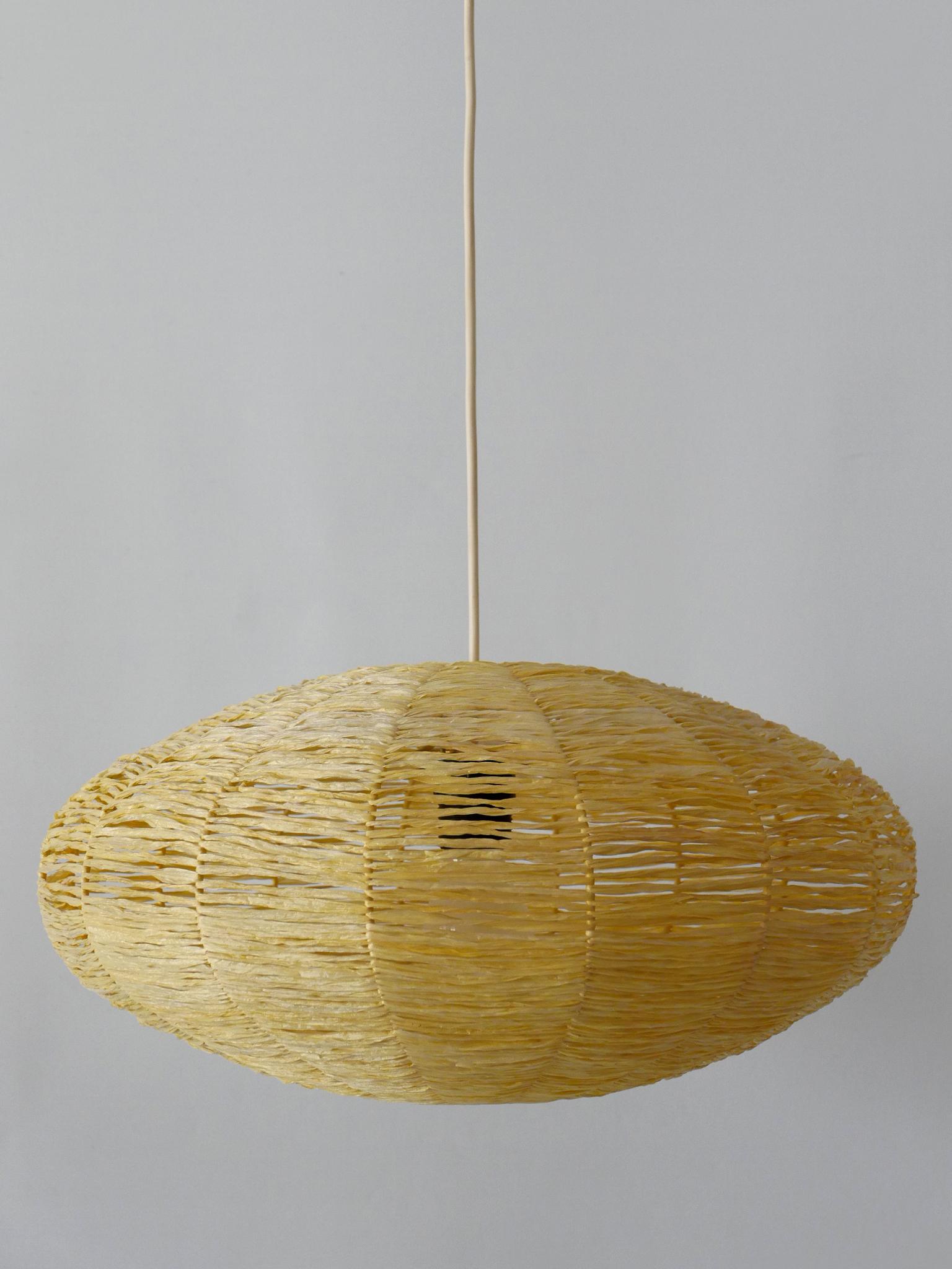 Large Mid-Century Modern Raffia Bast Pendant Lamp or Hanging Light Germany 1970s For Sale 7