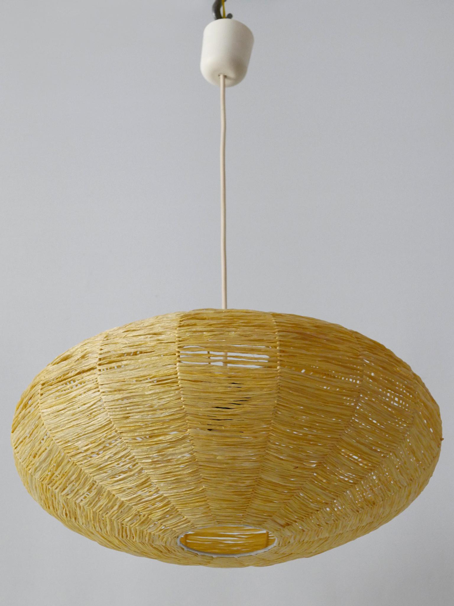 Large Mid-Century Modern Raffia Bast Pendant Lamp or Hanging Light Germany 1970s For Sale 10