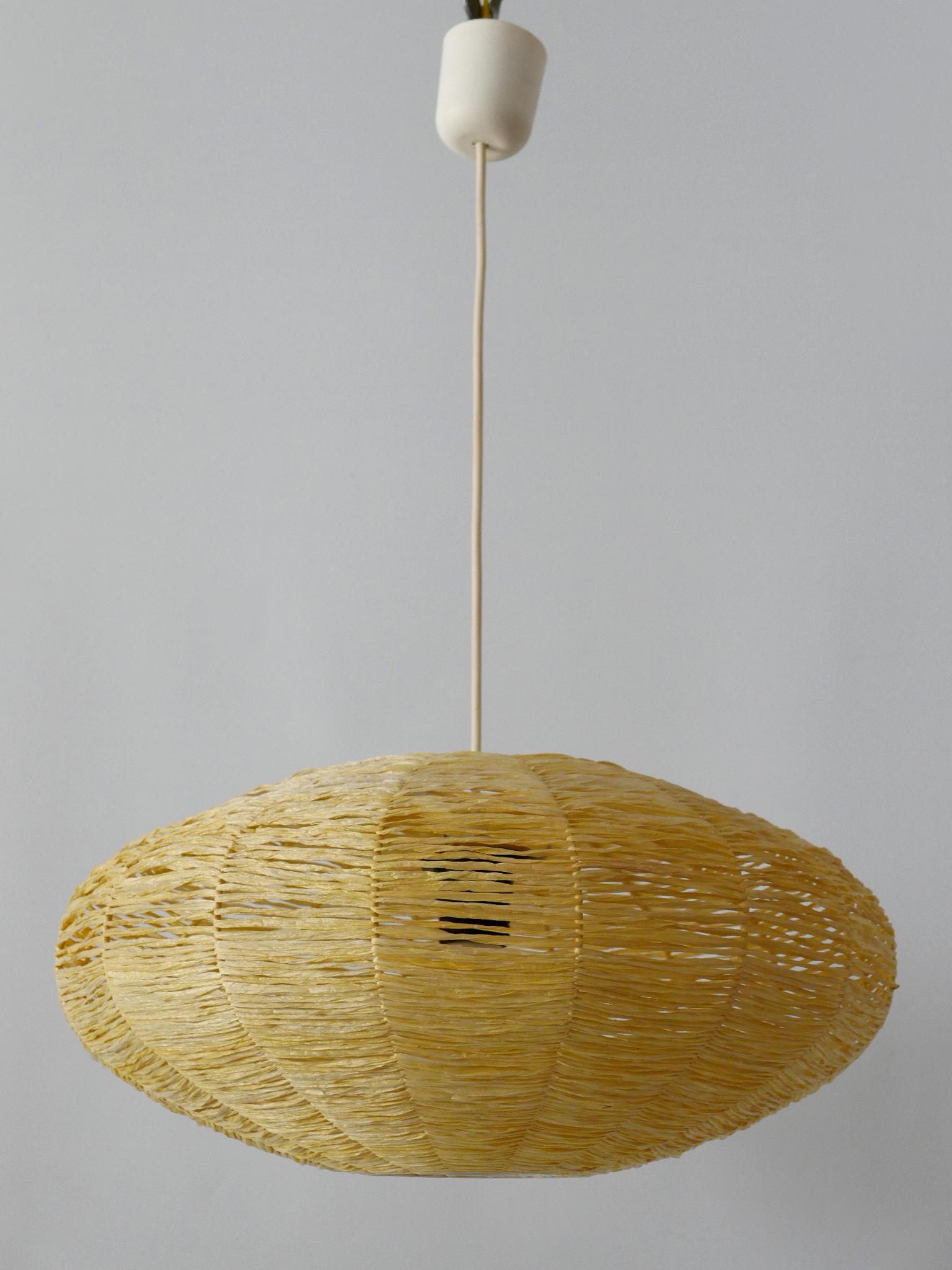 Large Mid-Century Modern Raffia Bast Pendant Lamp or Hanging Light Germany 1970s For Sale 13