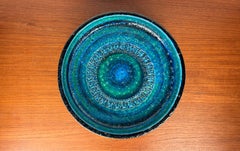Large Mid-Century Modern Rimini Blu Pottery Bowl Aldo Londi Bitossi Italy 1960s