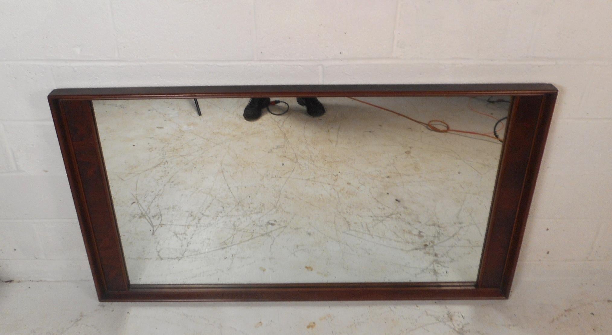 Large Mid-Century Modern Rosewood and Walnut Mirror In Good Condition In Brooklyn, NY