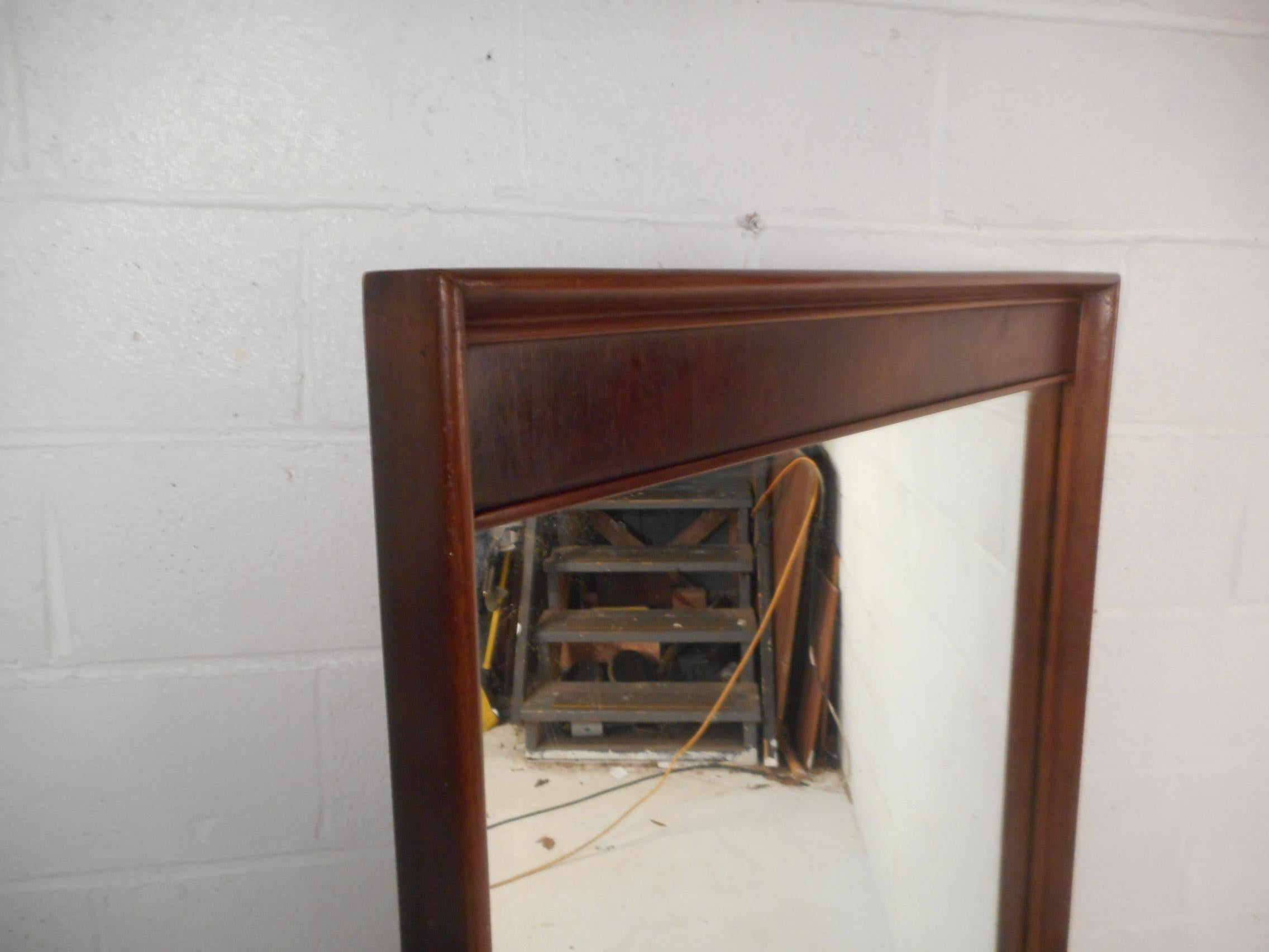 Large Mid-Century Modern Rosewood and Walnut Mirror 1