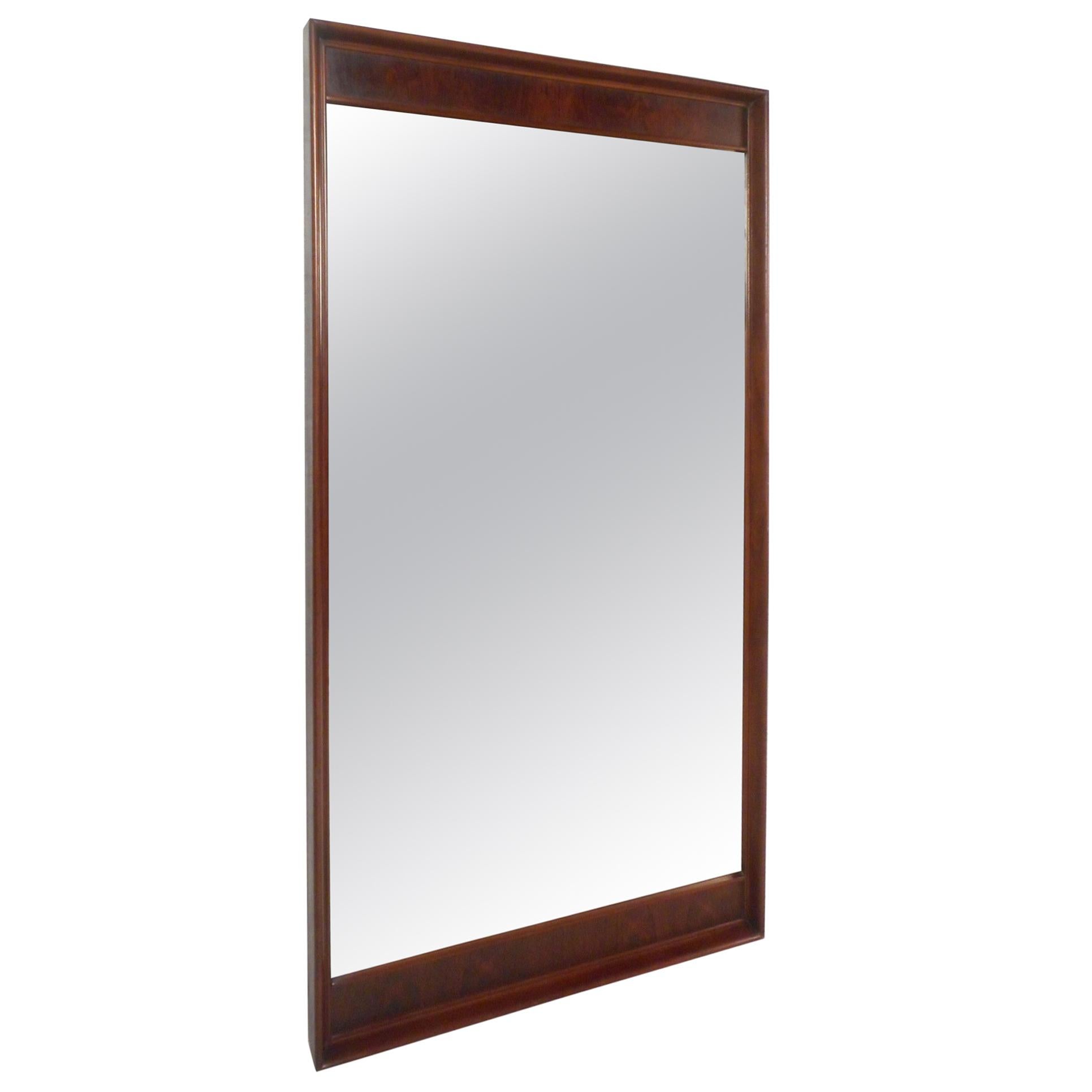 Large Mid-Century Modern Rosewood and Walnut Mirror