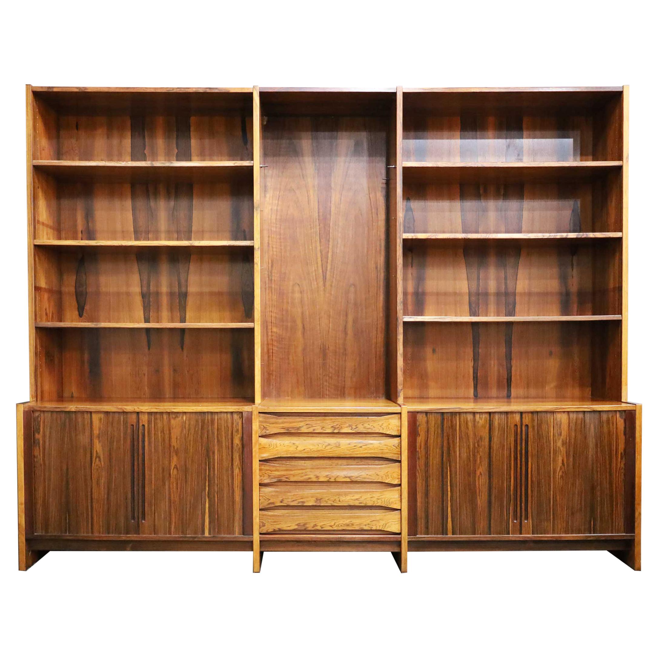 Large Mid-Century Modern Rosewood Bookcase and Storage Cabinet
