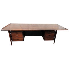 Vintage Monumental Attributed Arne Vodder Rosewood Mid Century Modern Writing Table Desk