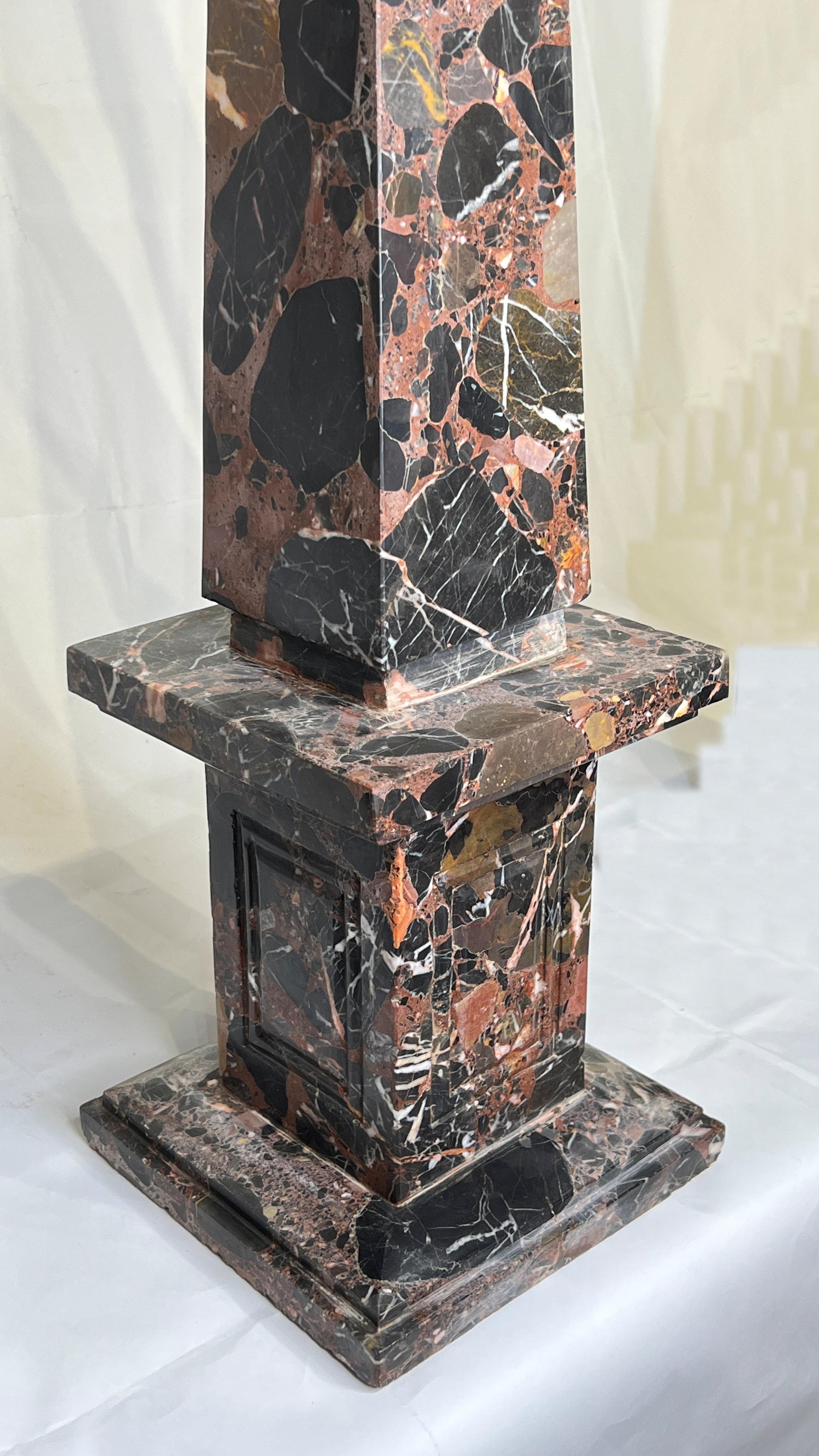 Large  Mid-Century Modern Rouge and Charcoal Grey Marble Obelisk For Sale 6