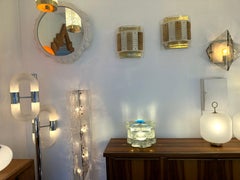Large Mid-Century Modern Round Glass Cube Lamp by Poliarte, Italy, 1970s
