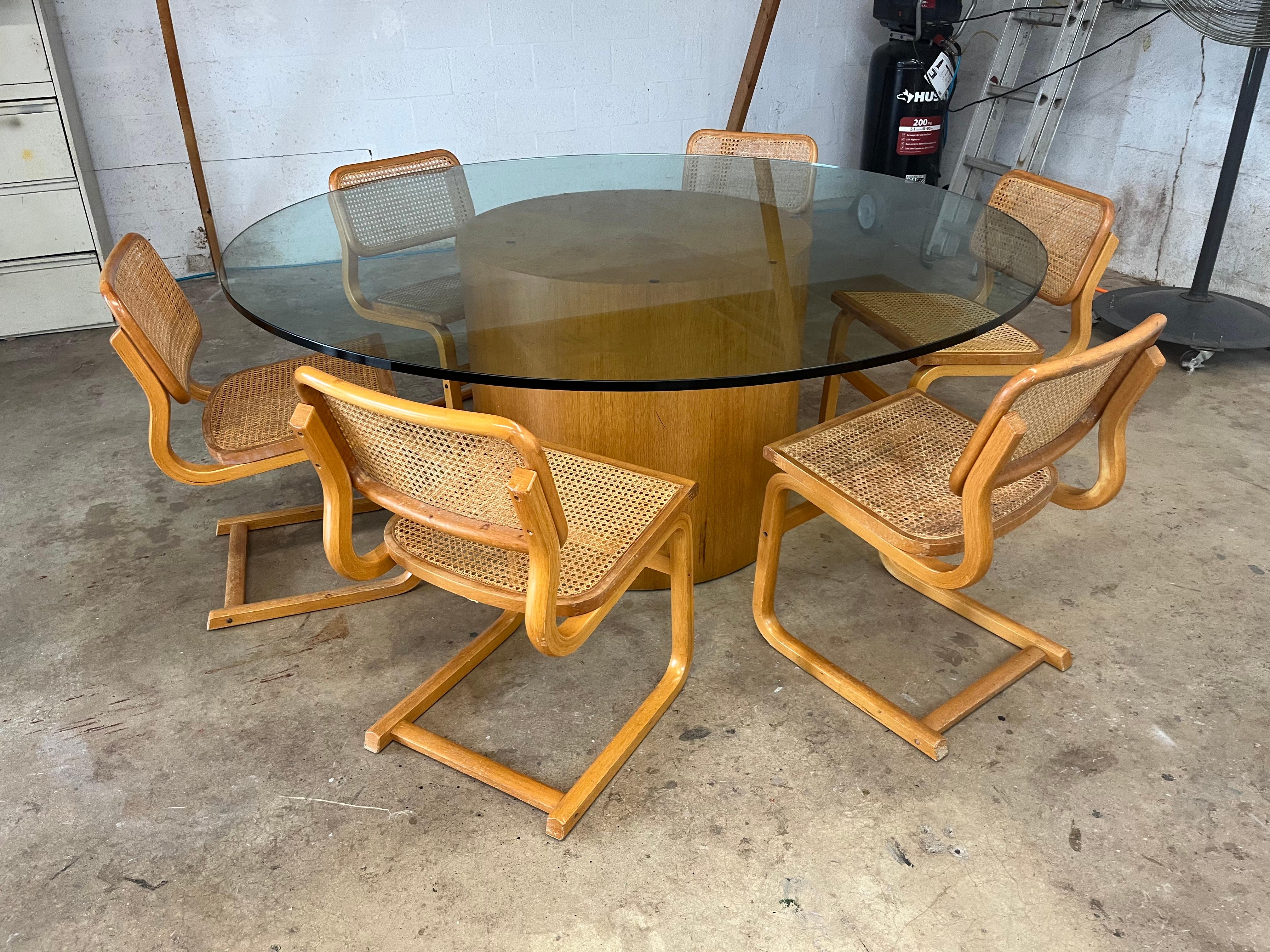 Grande table de salle à manger ronde en verre, The Moderns, Oak en vente 1