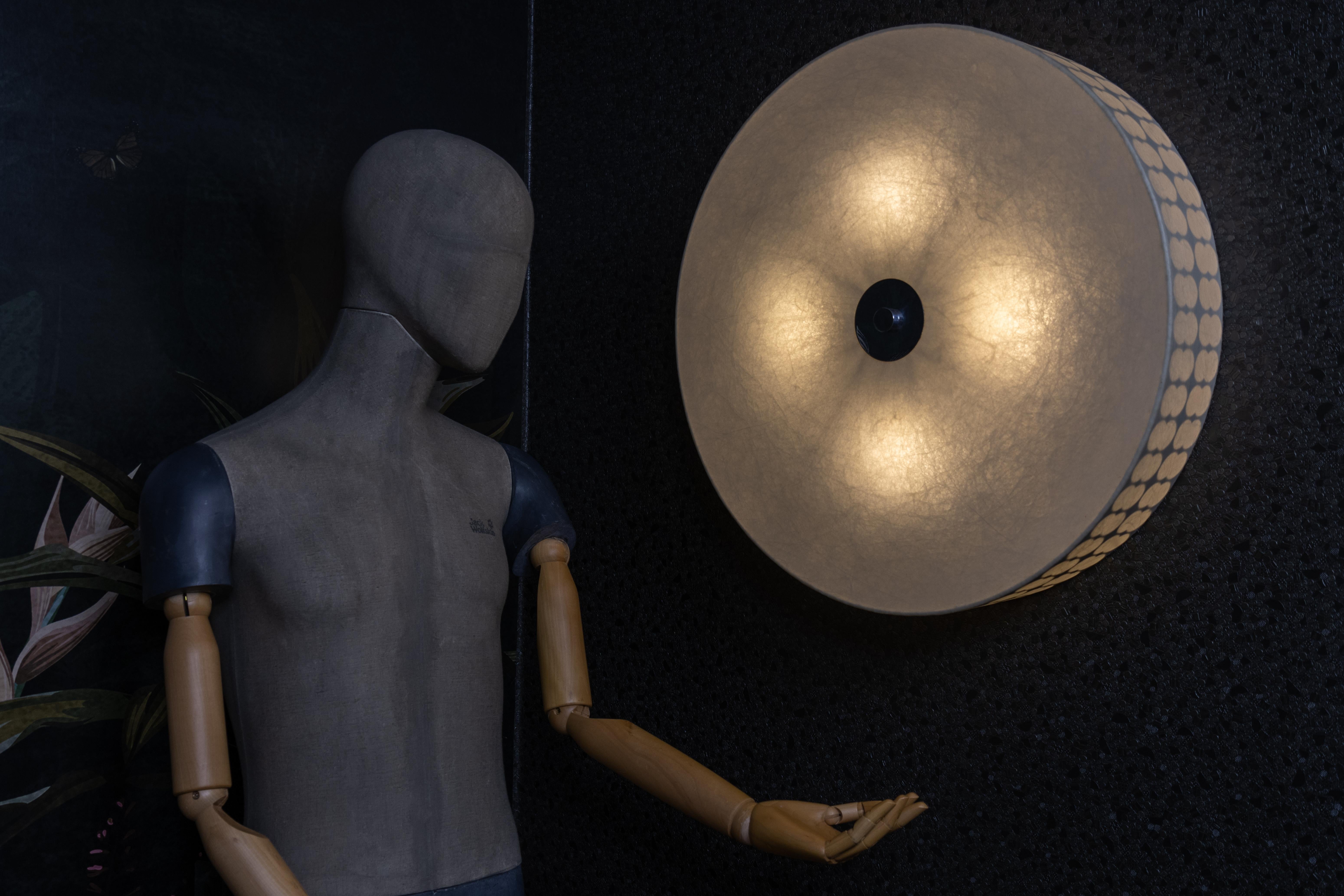 Mid-20th Century Large Mid-Century Modern Round White Cocoon Flush Mount or Wall Lamp by Goldkant For Sale