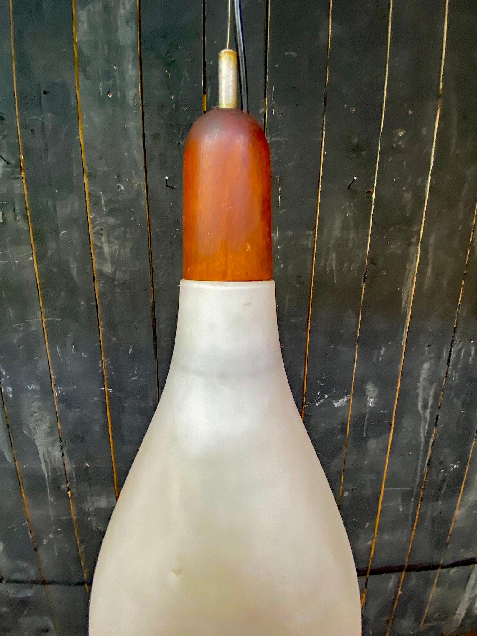 Mid-20th Century large Mid-Century Modern Scandinavian Pendant Lamp in Opal Glass For Sale