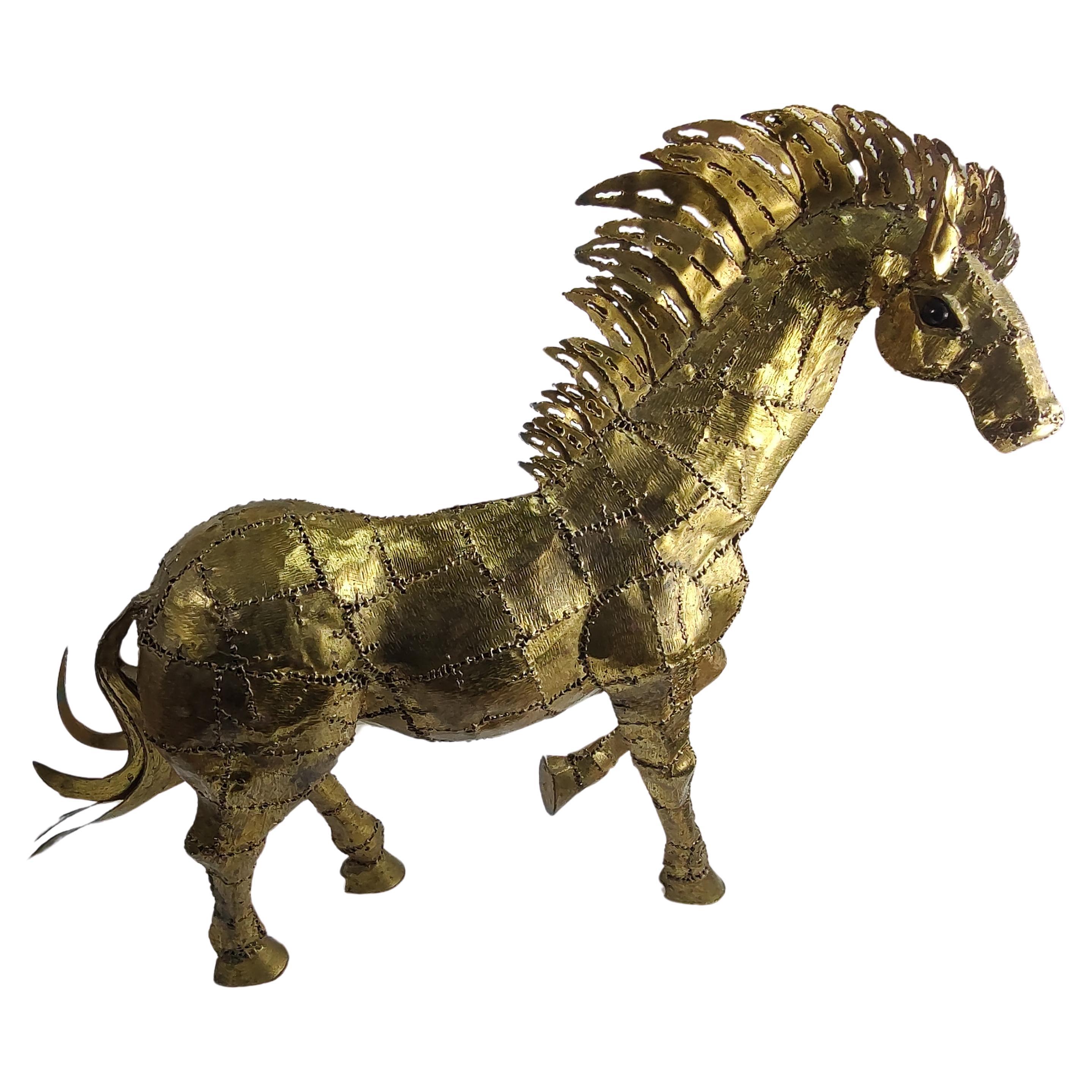 Large Mid Century Modern Sculptural Brass Horse by Luciano Bustamante 1965 For Sale 3