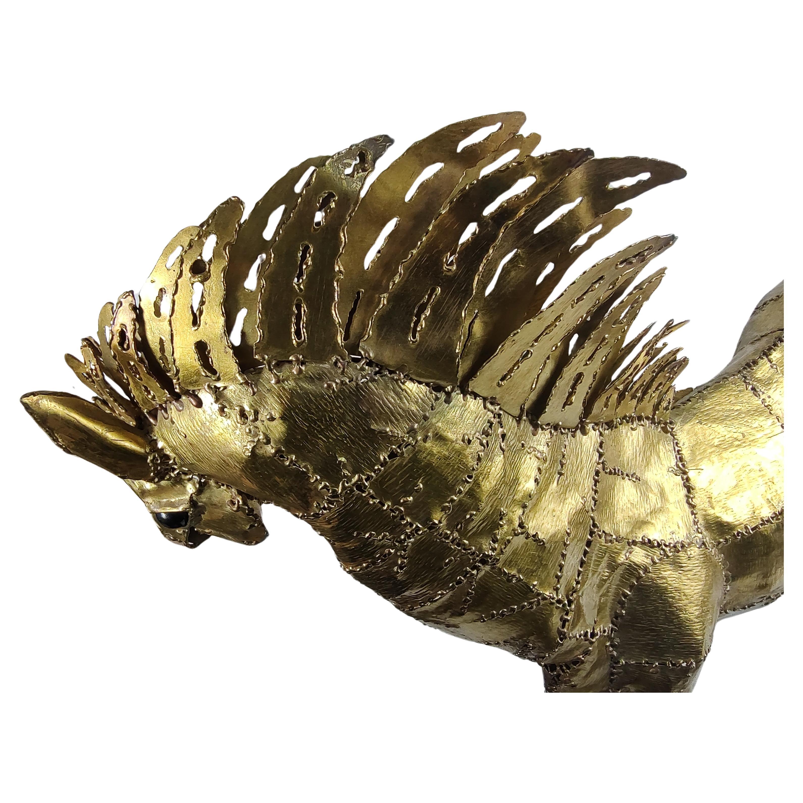 Mexican Large Mid Century Modern Sculptural Brass Horse by Luciano Bustamante 1965 For Sale