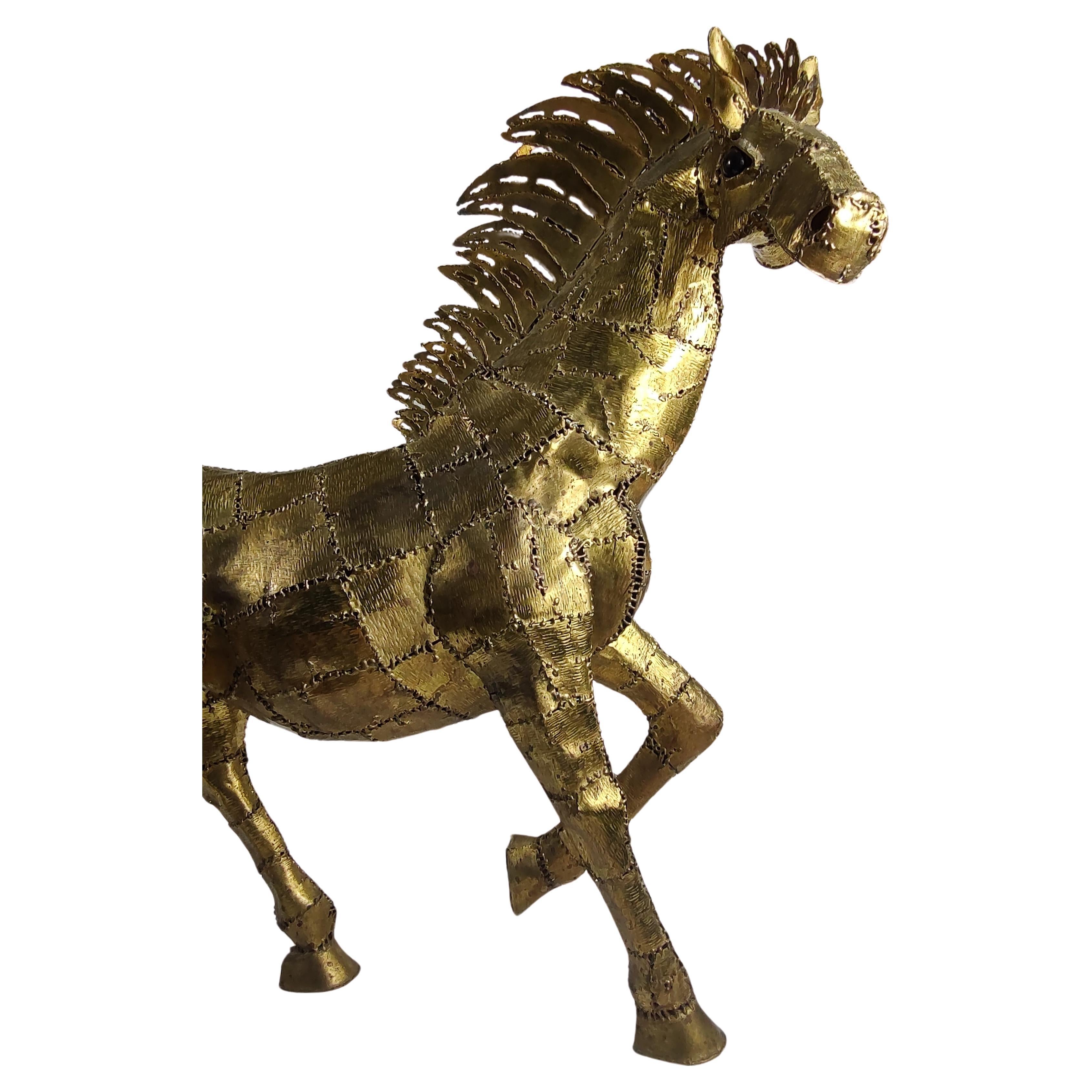Mid-20th Century Large Mid Century Modern Sculptural Brass Horse by Luciano Bustamante 1965 For Sale