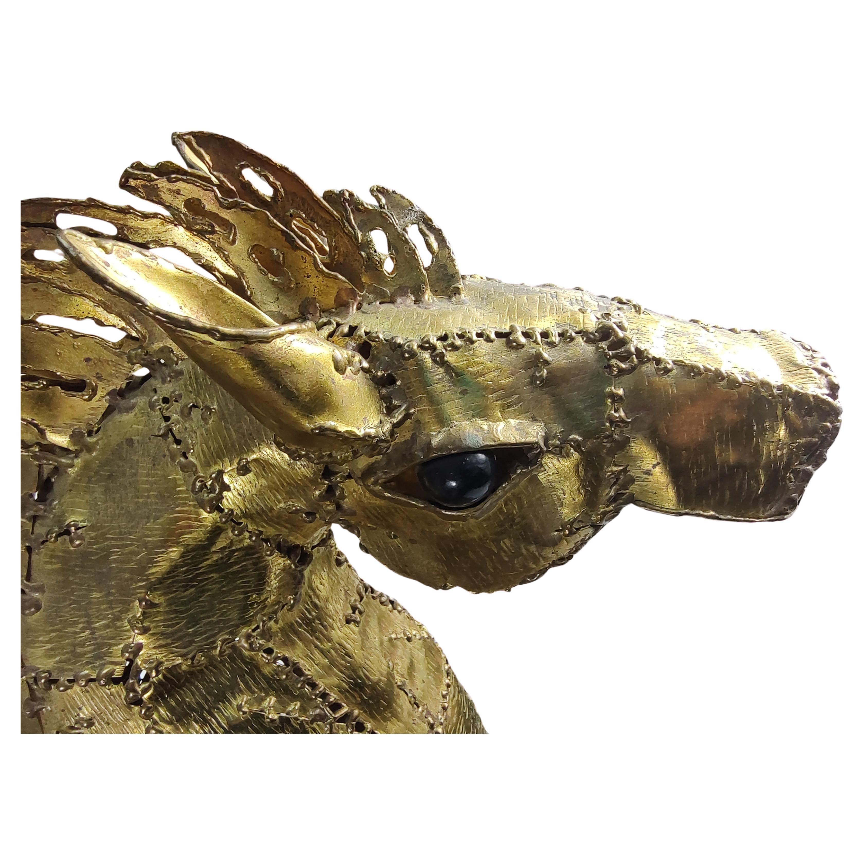 Large Mid Century Modern Sculptural Brass Horse by Luciano Bustamante 1965 For Sale 1