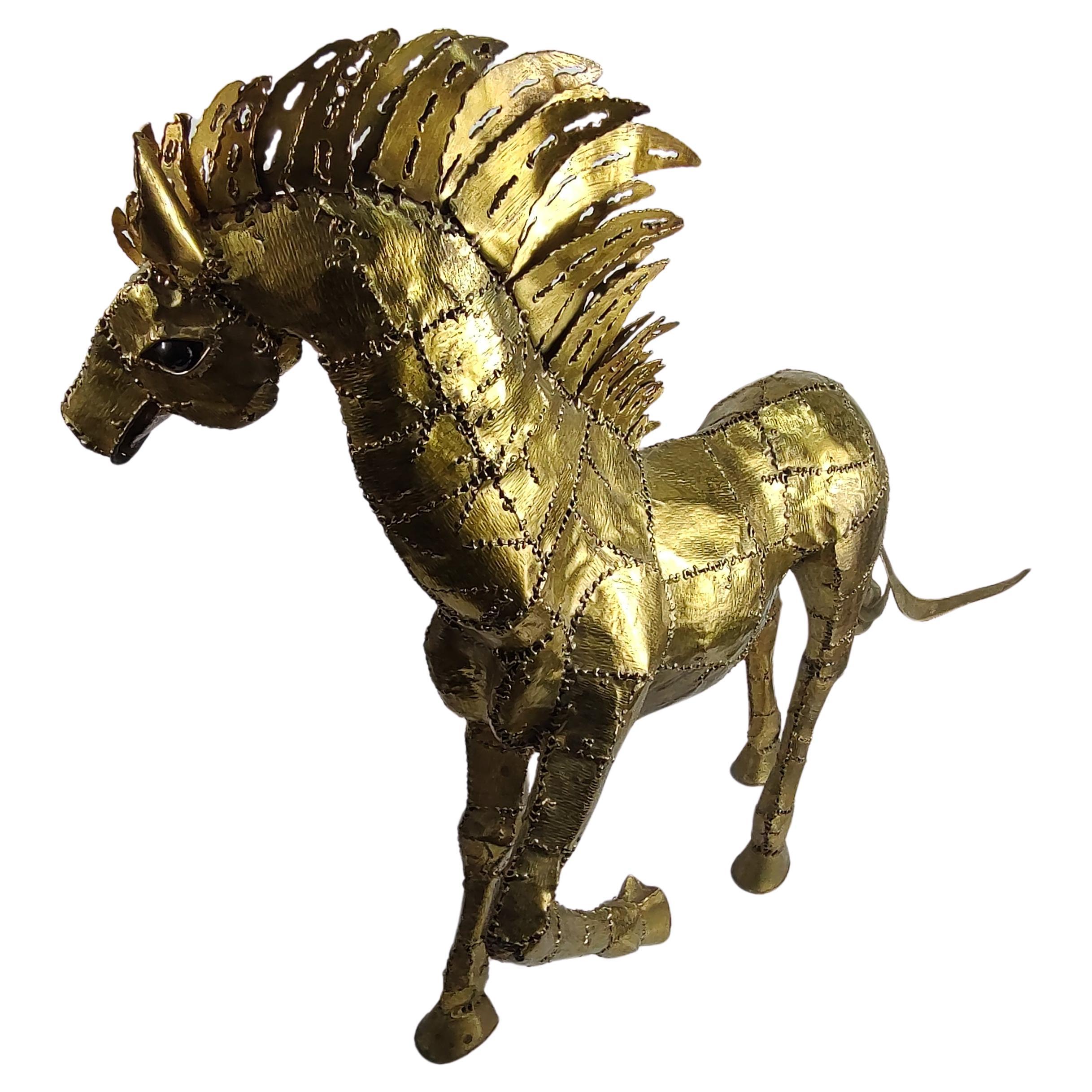 Large Mid Century Modern Sculptural Brass Horse by Luciano Bustamante 1965 For Sale 2
