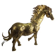Vintage Large Mid Century Modern Sculptural Brass Horse by Luciano Bustamante 1965