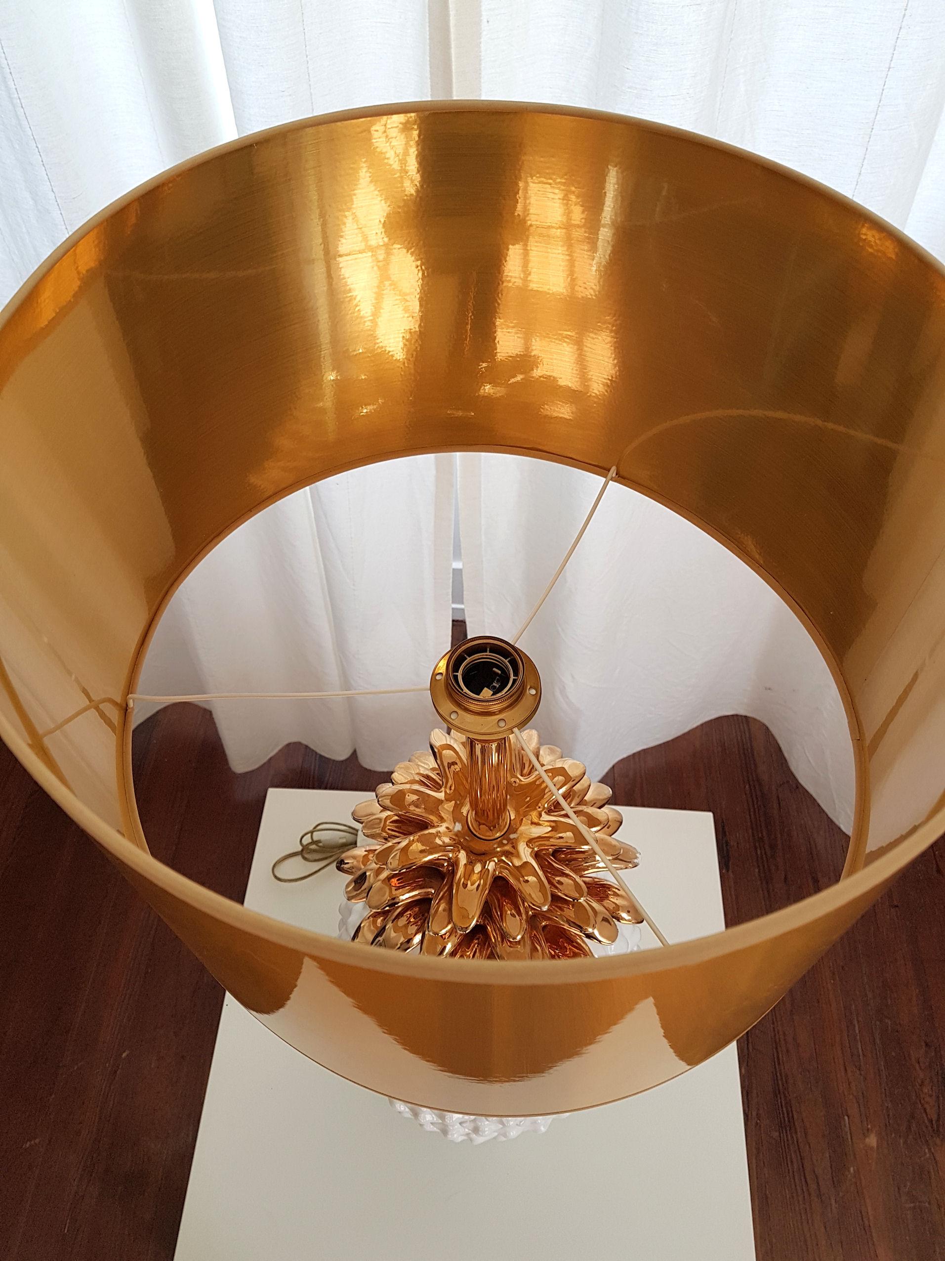 Large Mid-Century Modern Ceramic Pineapple Lamp, by Maison Lancel 3