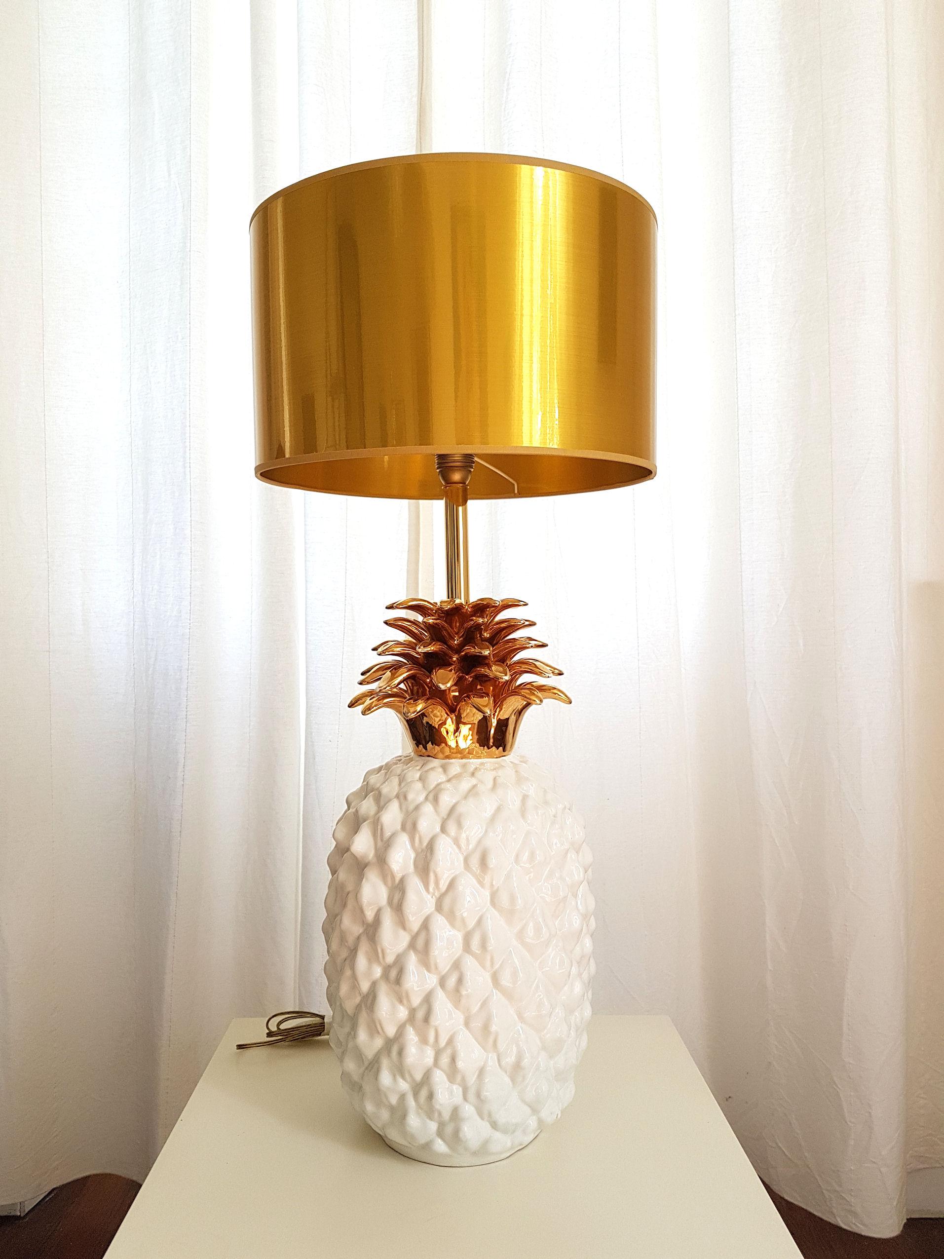 Large Mid-Century Modern Ceramic Pineapple Lamp, by Maison Lancel 4
