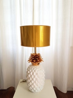 Large Mid-Century Modern Ceramic Pineapple Lamp, by Maison Lancel