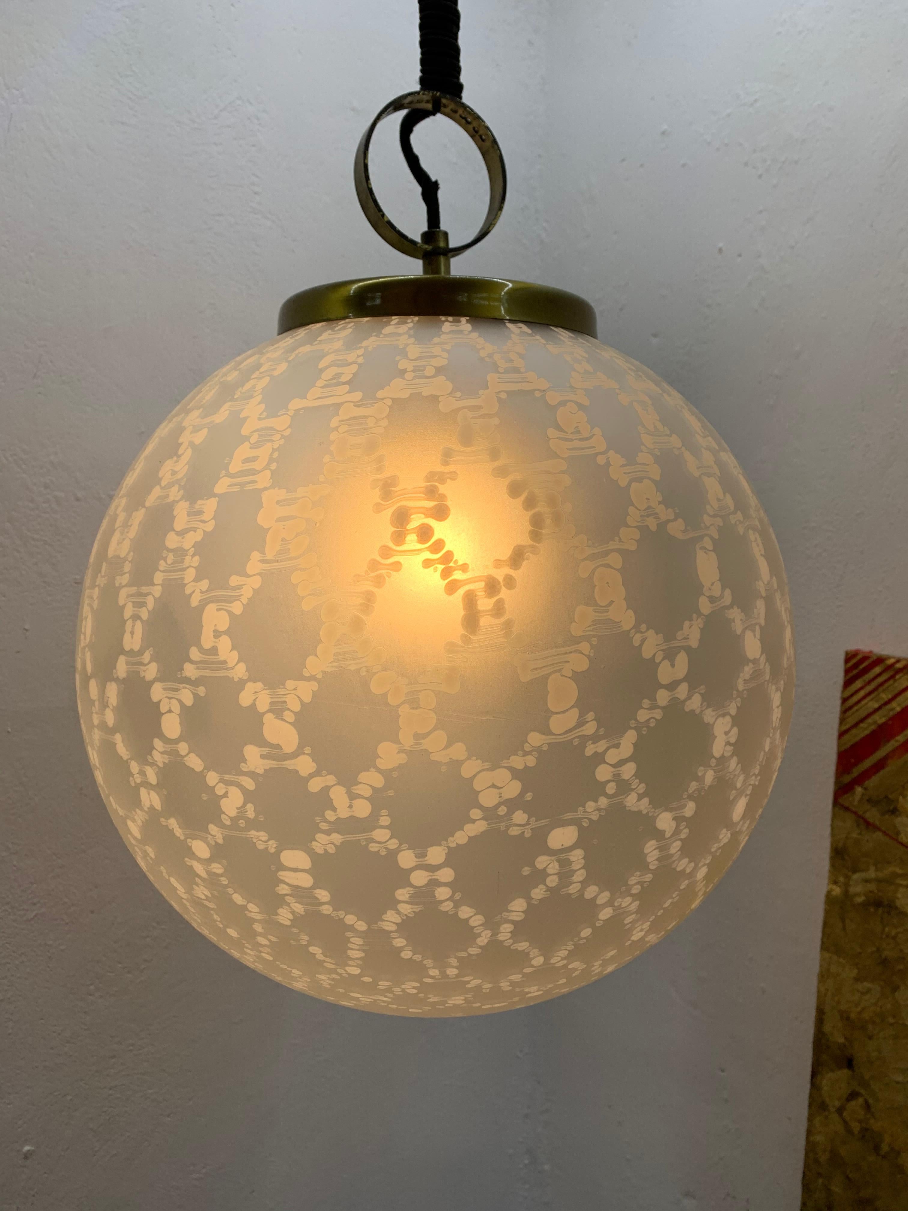 Large Mid-Century Modern Sphere Chandelier in Murano Glass by Venini, circa 1970 For Sale 6