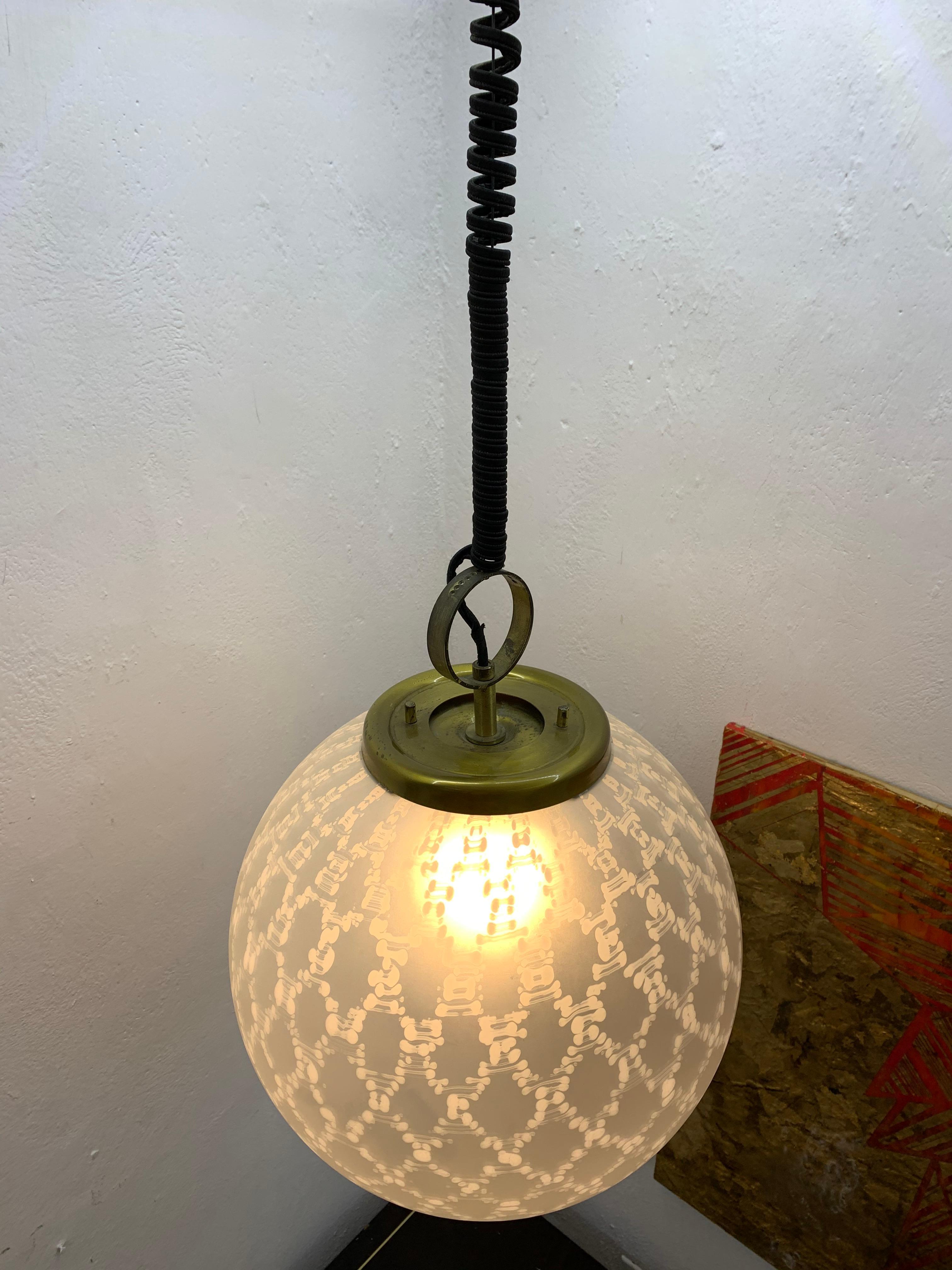 Large Mid-Century Modern Sphere Chandelier in Murano Glass by Venini, circa 1970 For Sale 9