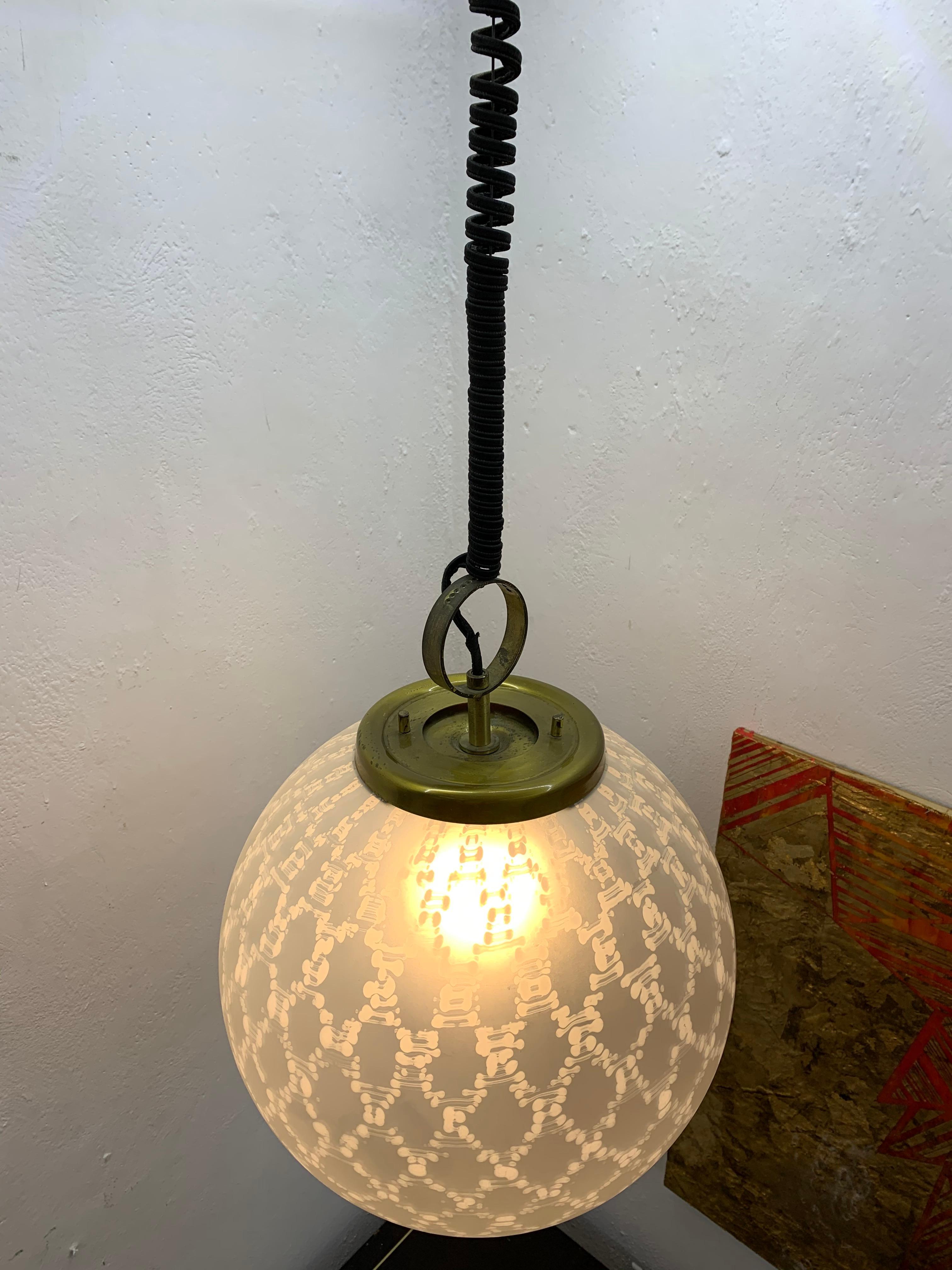 Large Mid-Century Modern Sphere Chandelier in Murano Glass by Venini, circa 1970 In Good Condition For Sale In Merida, Yucatan