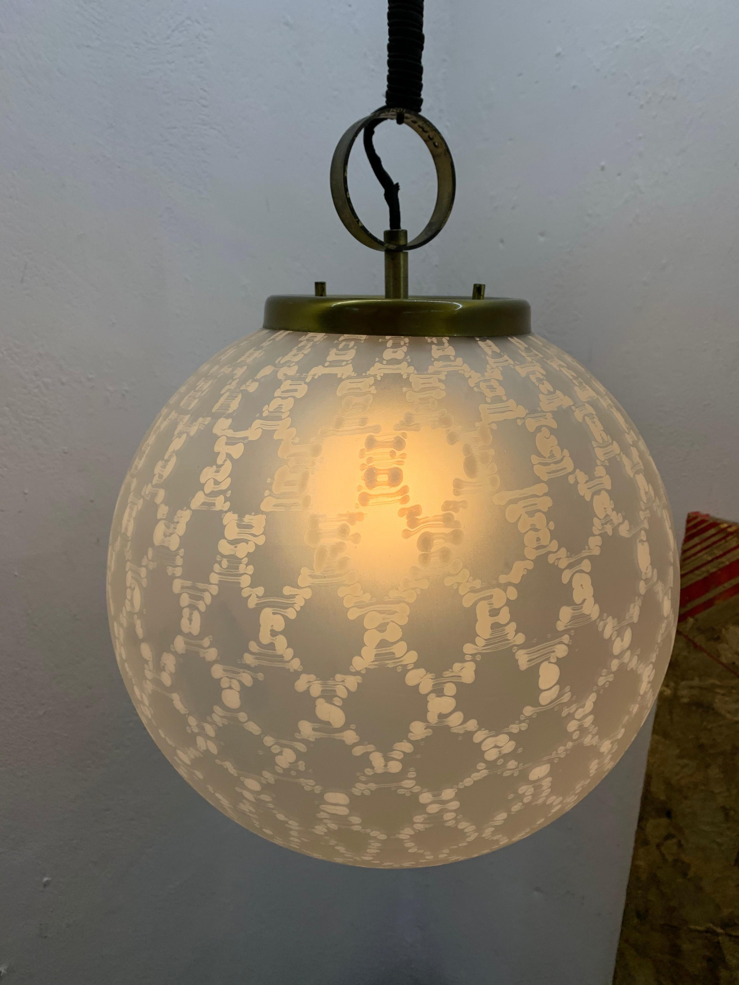 Large Mid-Century Modern Sphere Chandelier in Murano Glass by Venini, circa 1970 For Sale 1