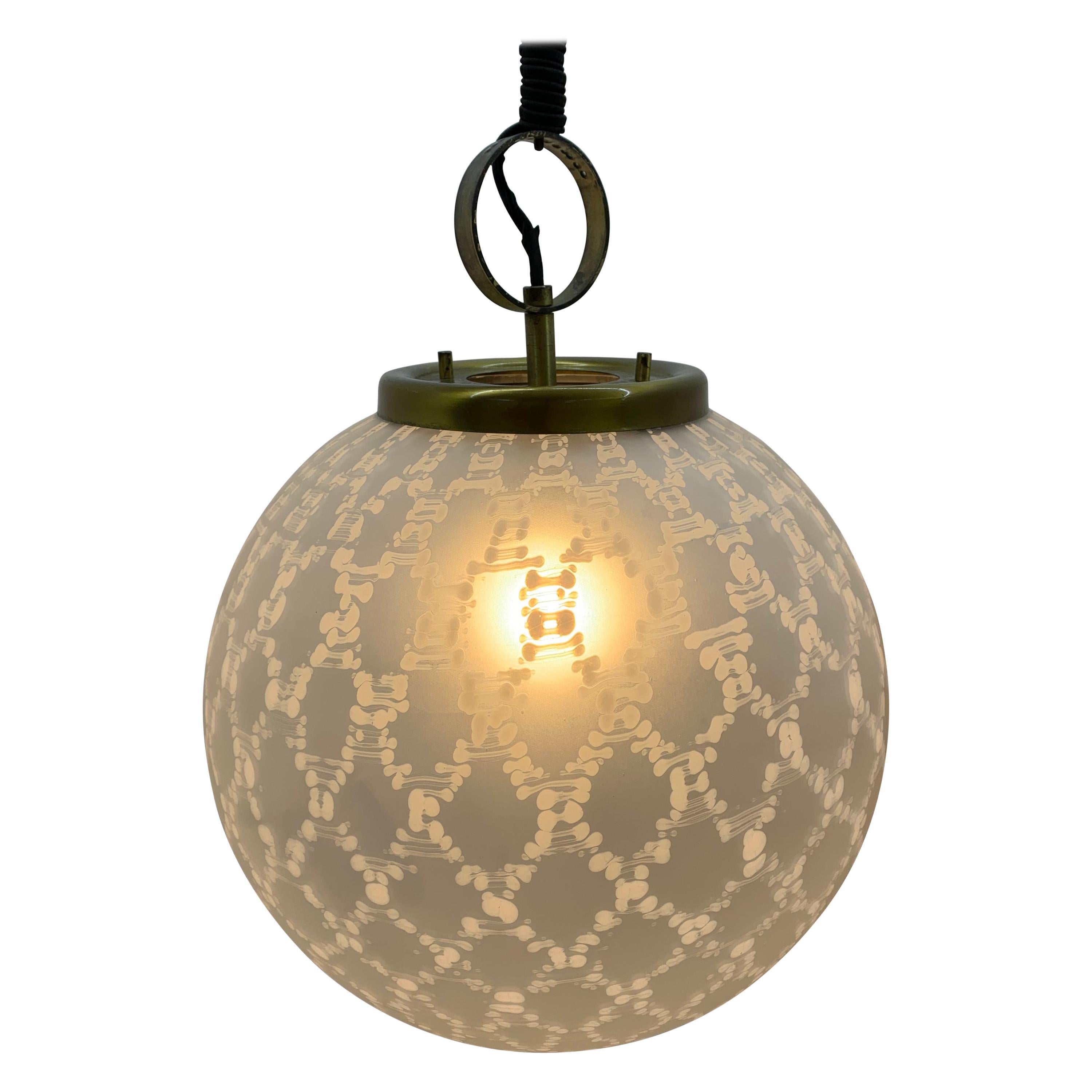 Large Mid-Century Modern Sphere Chandelier in Murano Glass by Venini, circa 1970