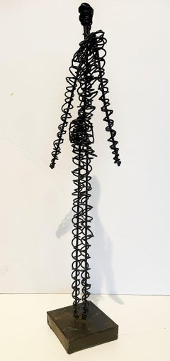 Large Mid-Century Modern Spiral Wire Sculpture a Male Figure