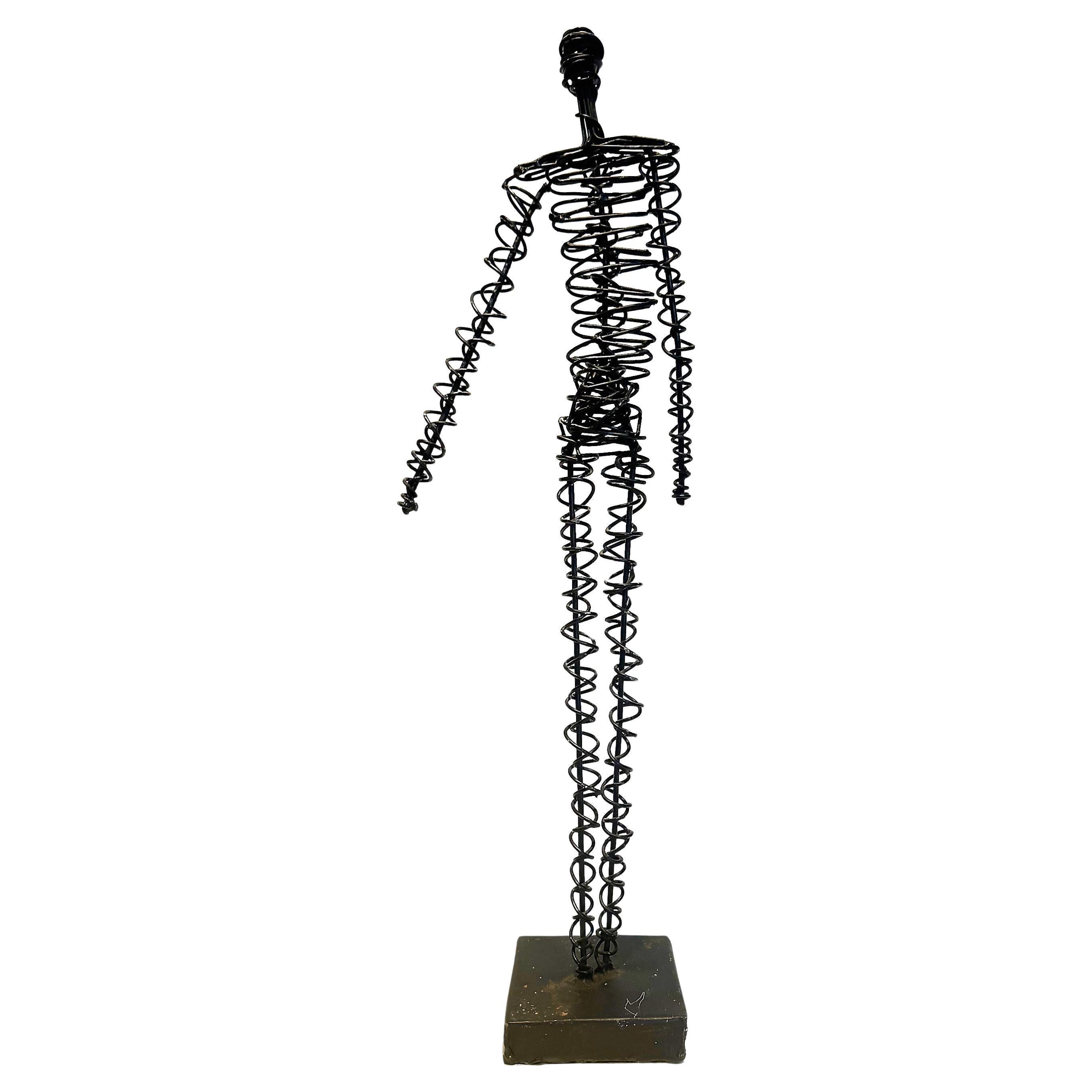 Large Mid-Century Modern Spiral Wire Sculpture a Male Figure