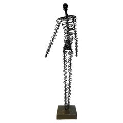 Large Mid-Century Modern Spiral Wire Sculpture a Male Figure
