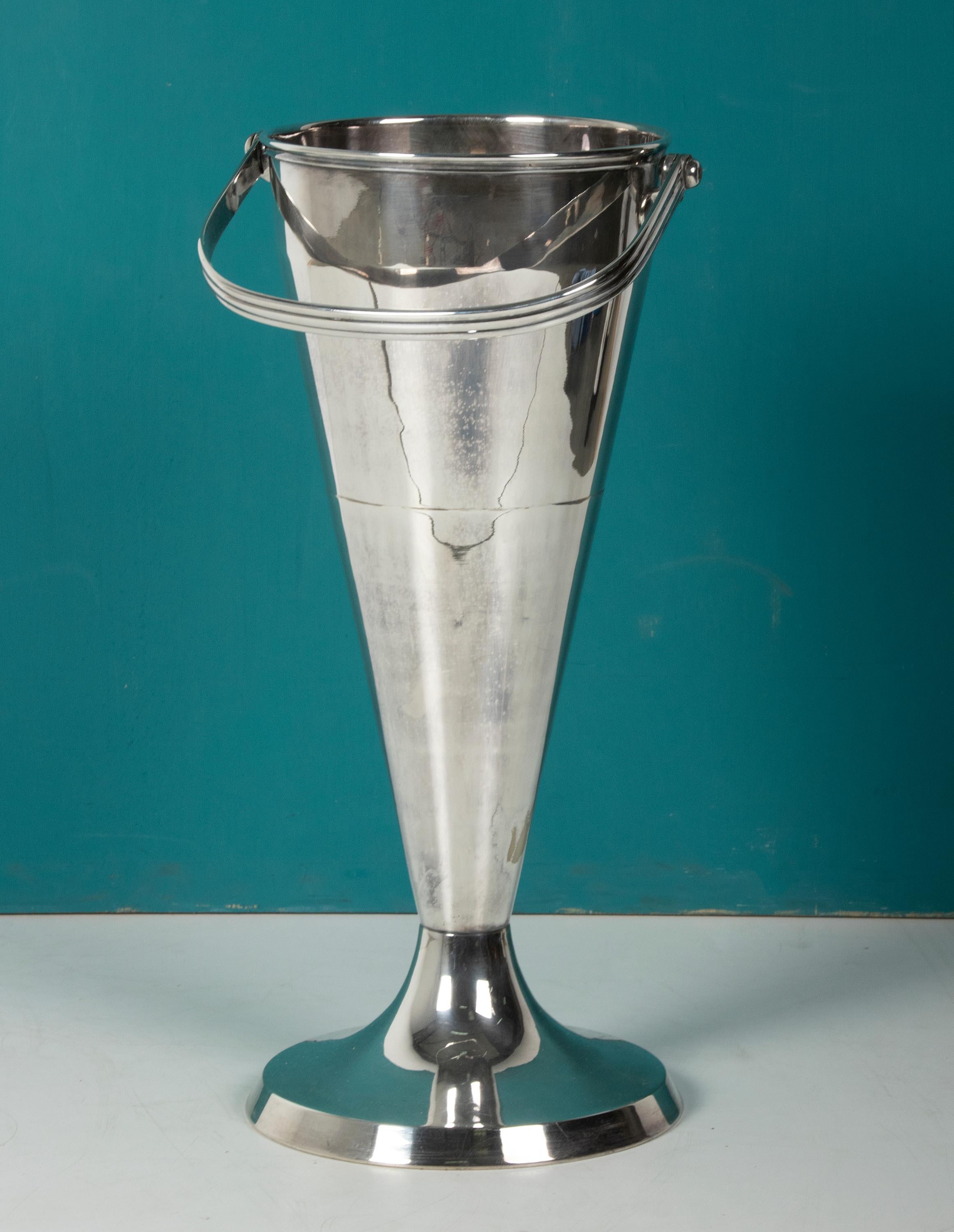 Mid-20th Century Large Mid-Century Modern Standing Champagne Cooler from France, Silver Plated