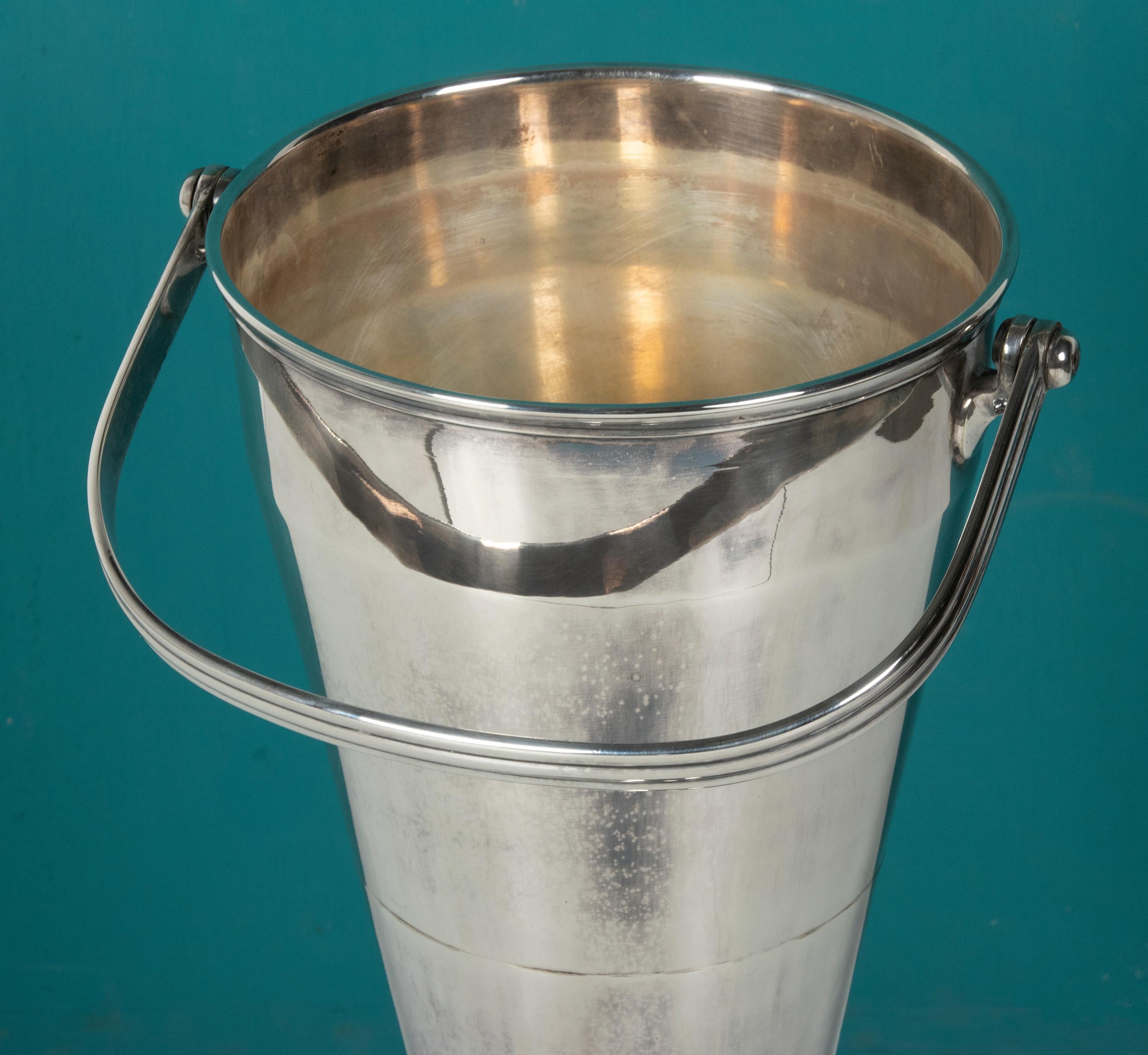 Large Mid-Century Modern Standing Champagne Cooler from France, Silver Plated 2
