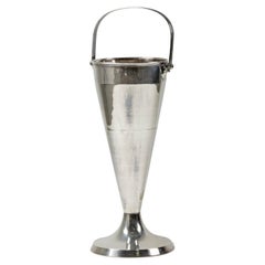 Large Mid-Century Modern Standing Champagne Cooler from France, Silver Plated