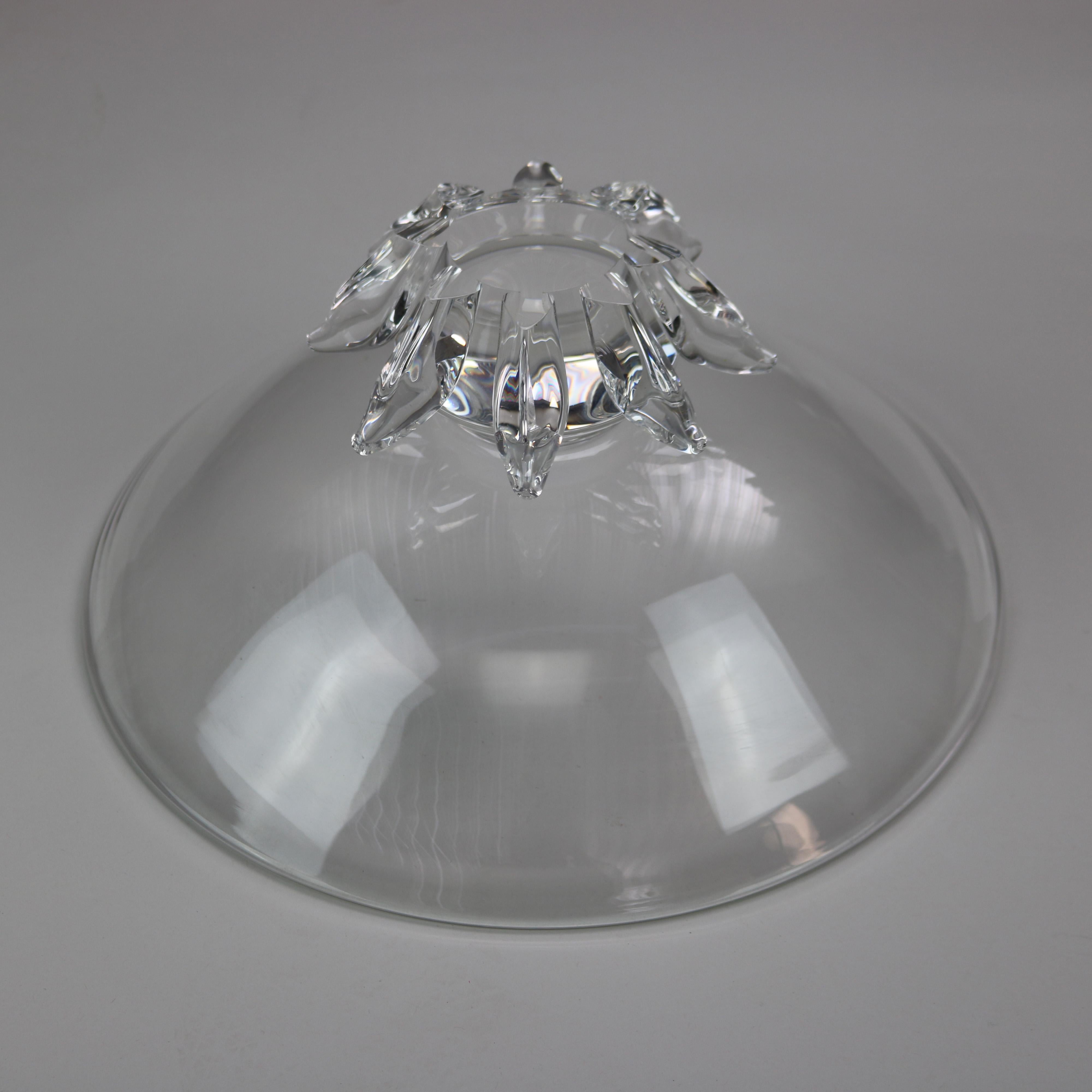Large Mid-Century Modern Steuben Art Glass Footed Center Bowl, Signed, c1960 7