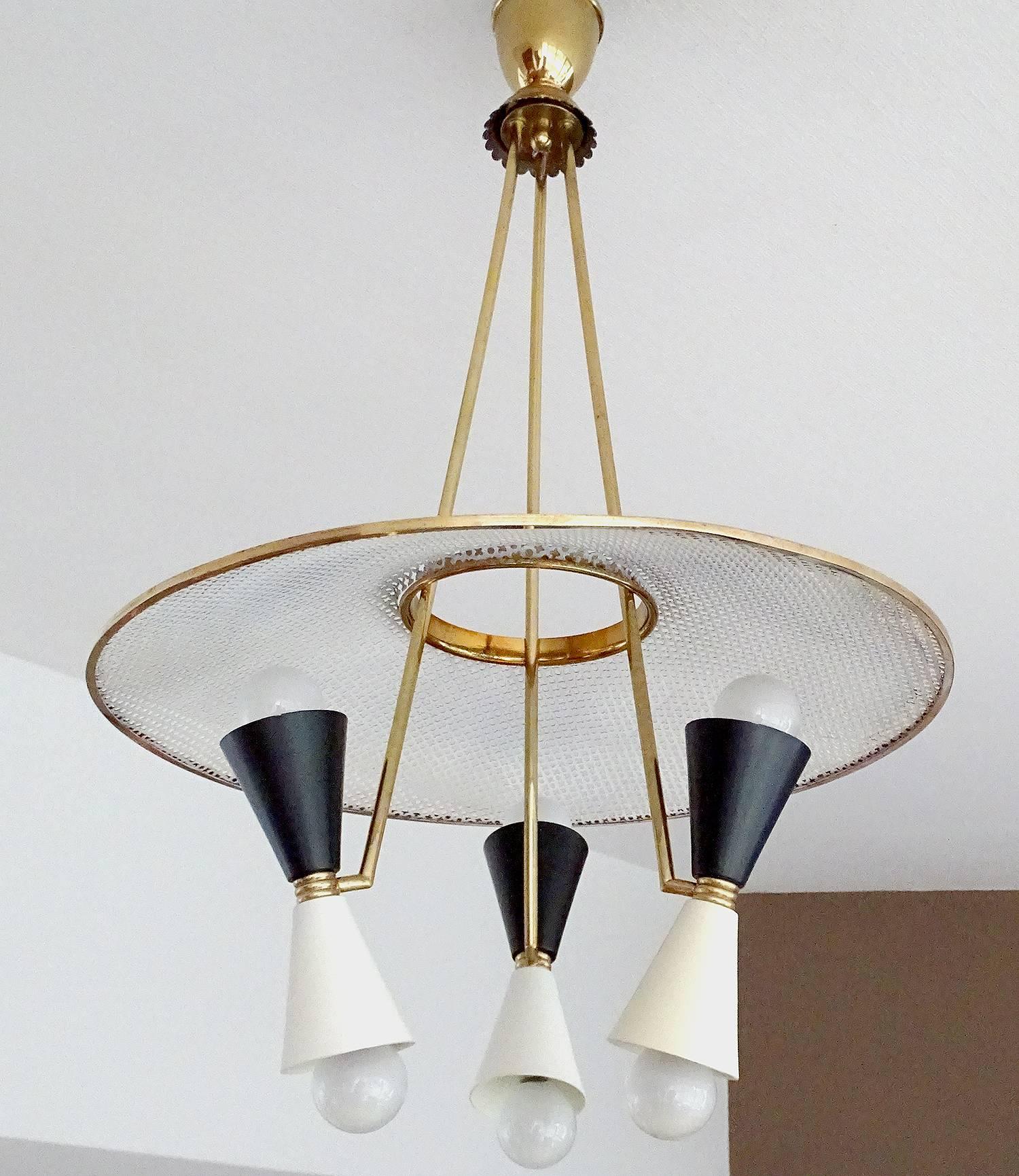  Large Stilnovo Style Chandelier with Diabolo Shades 8