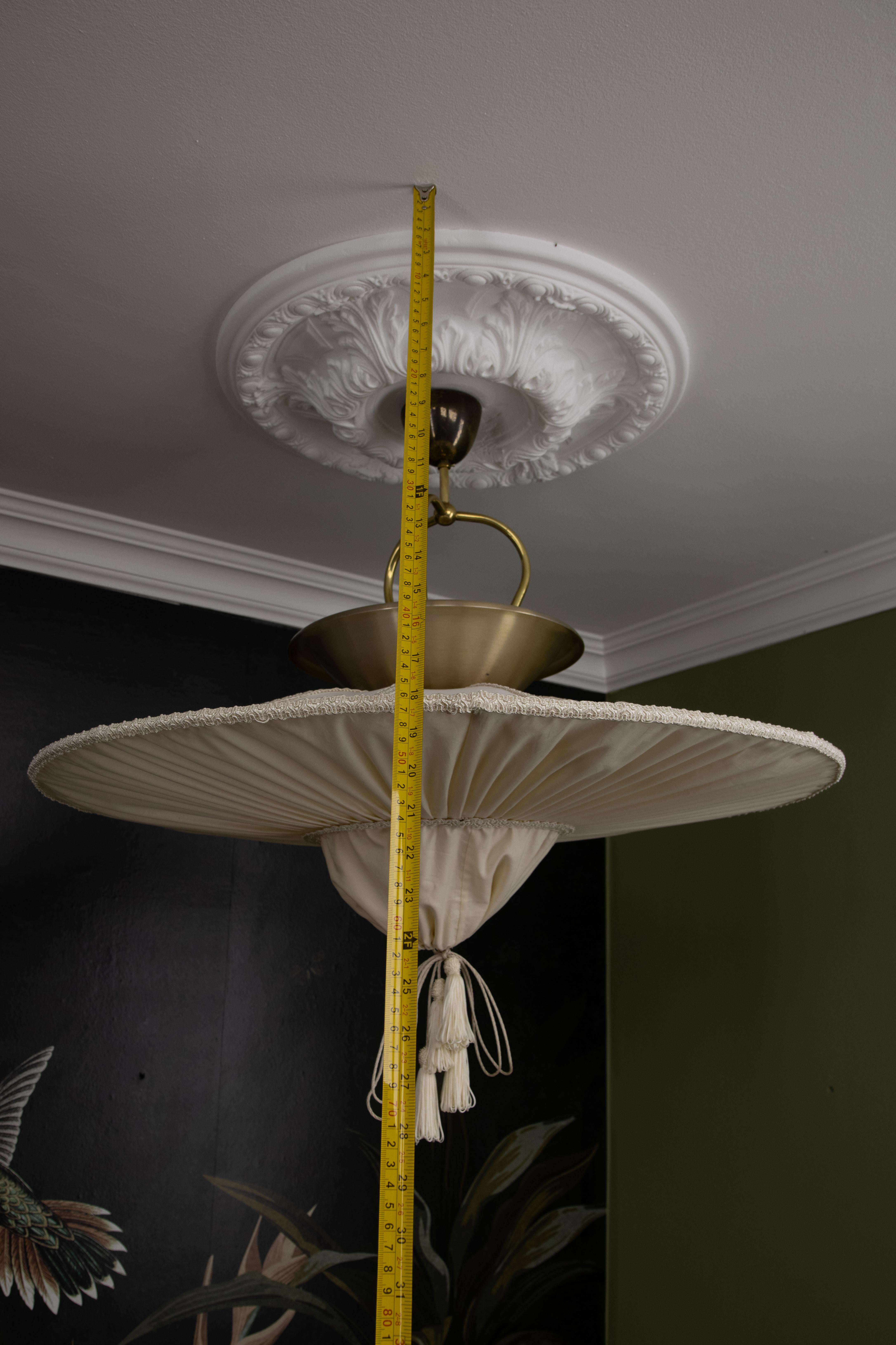 Large Mid-Century Modern Style Ufo Shaped Beige Fabric Pendant Light, 1970s 10