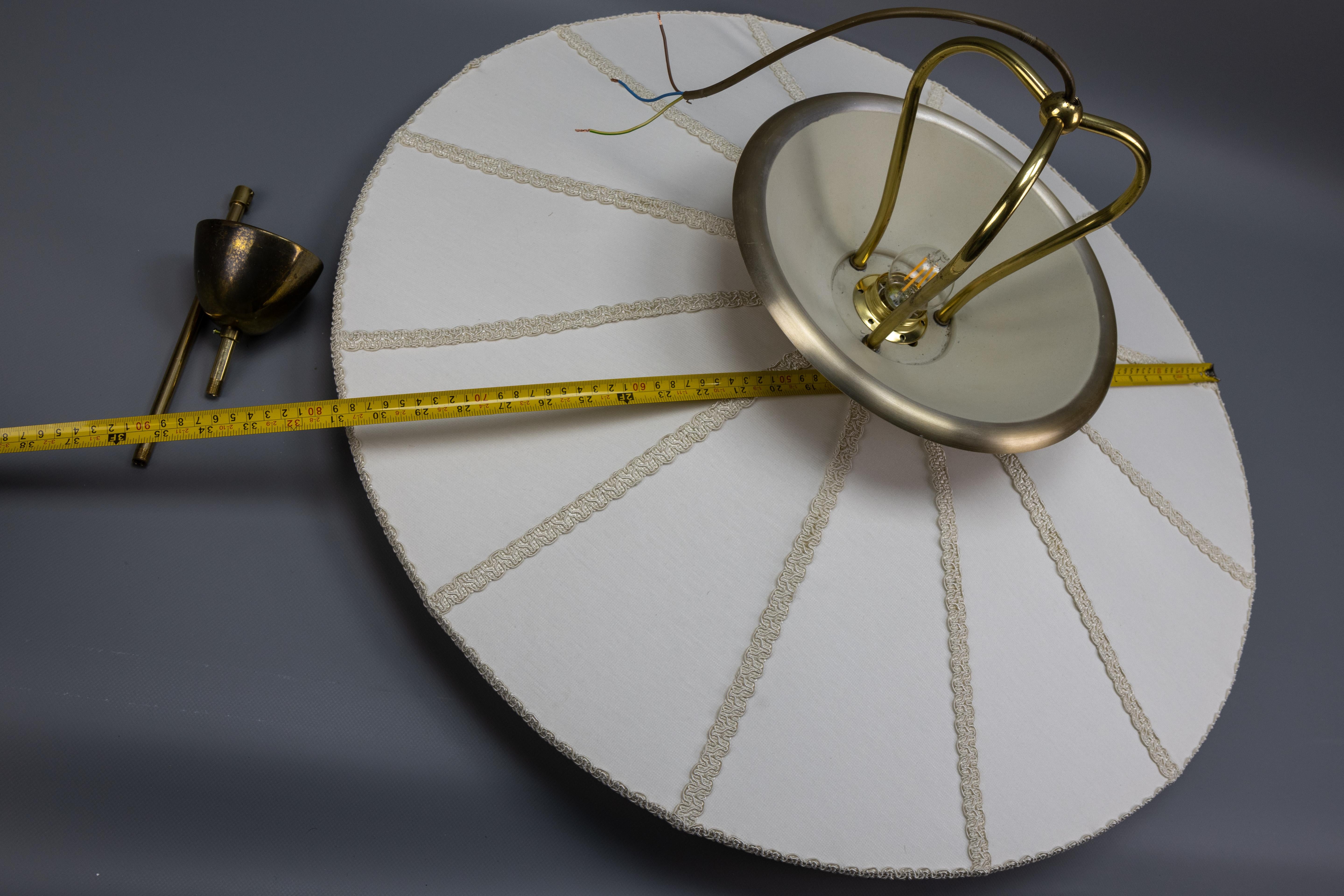 Large Mid-Century Modern Style Ufo Shaped Beige Fabric Pendant Light, 1970s 11