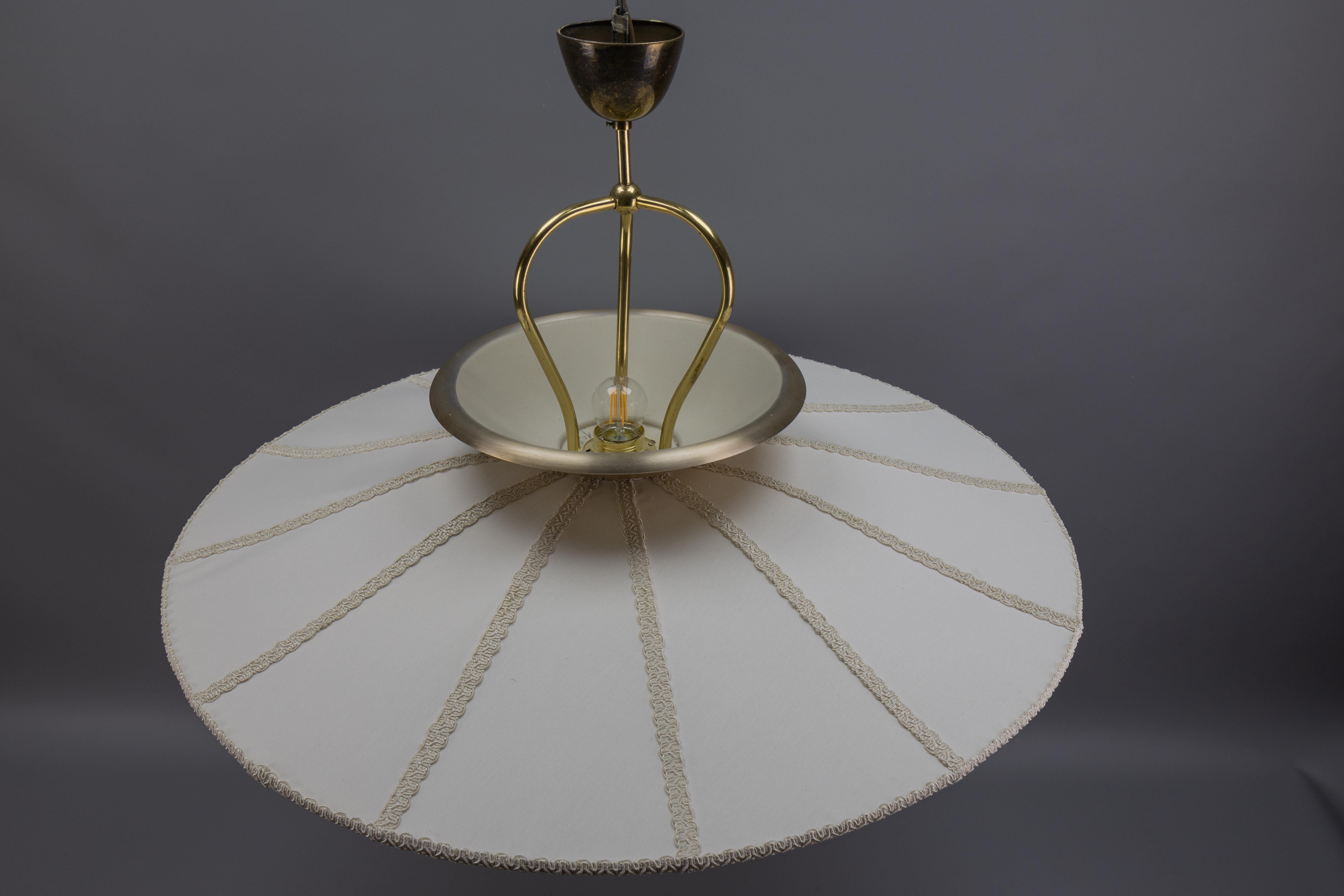 Large Mid-Century Modern Style Ufo Shaped Beige Fabric Pendant Light, 1970s 12